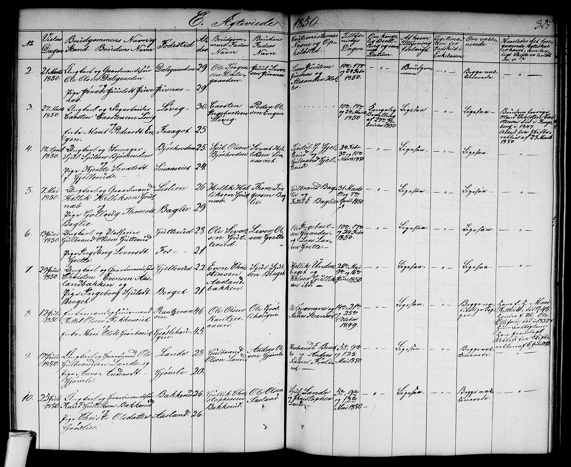 Flesberg kirkebøker, AV/SAKO-A-18/G/Ga/L0002: Klokkerbok nr. I 2, 1834-1860, s. 325