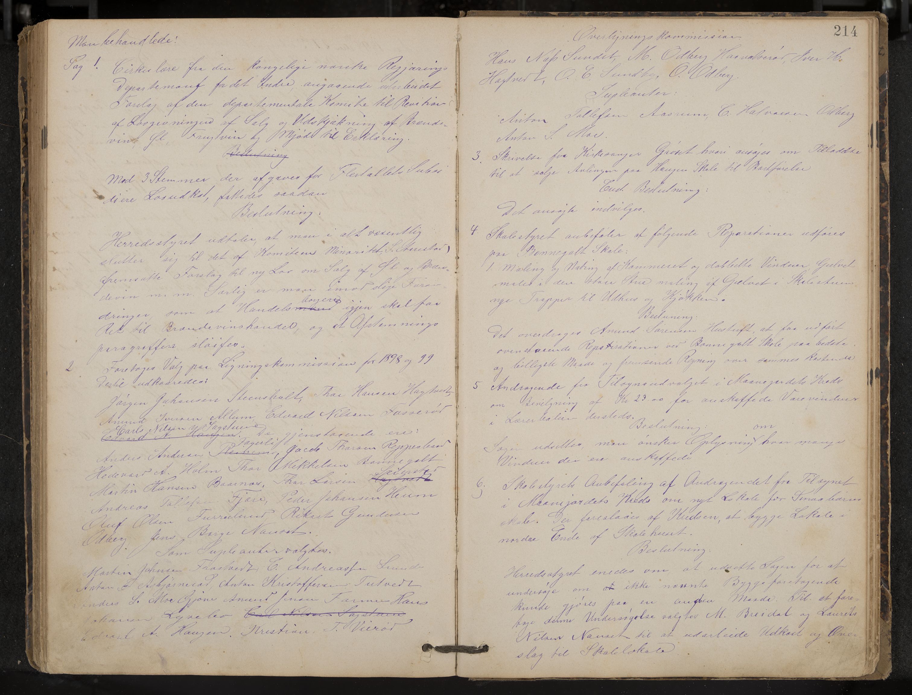 Hedrum formannskap og sentraladministrasjon, IKAK/0727021/A/Aa/L0004: Møtebok, 1888-1899, s. 214