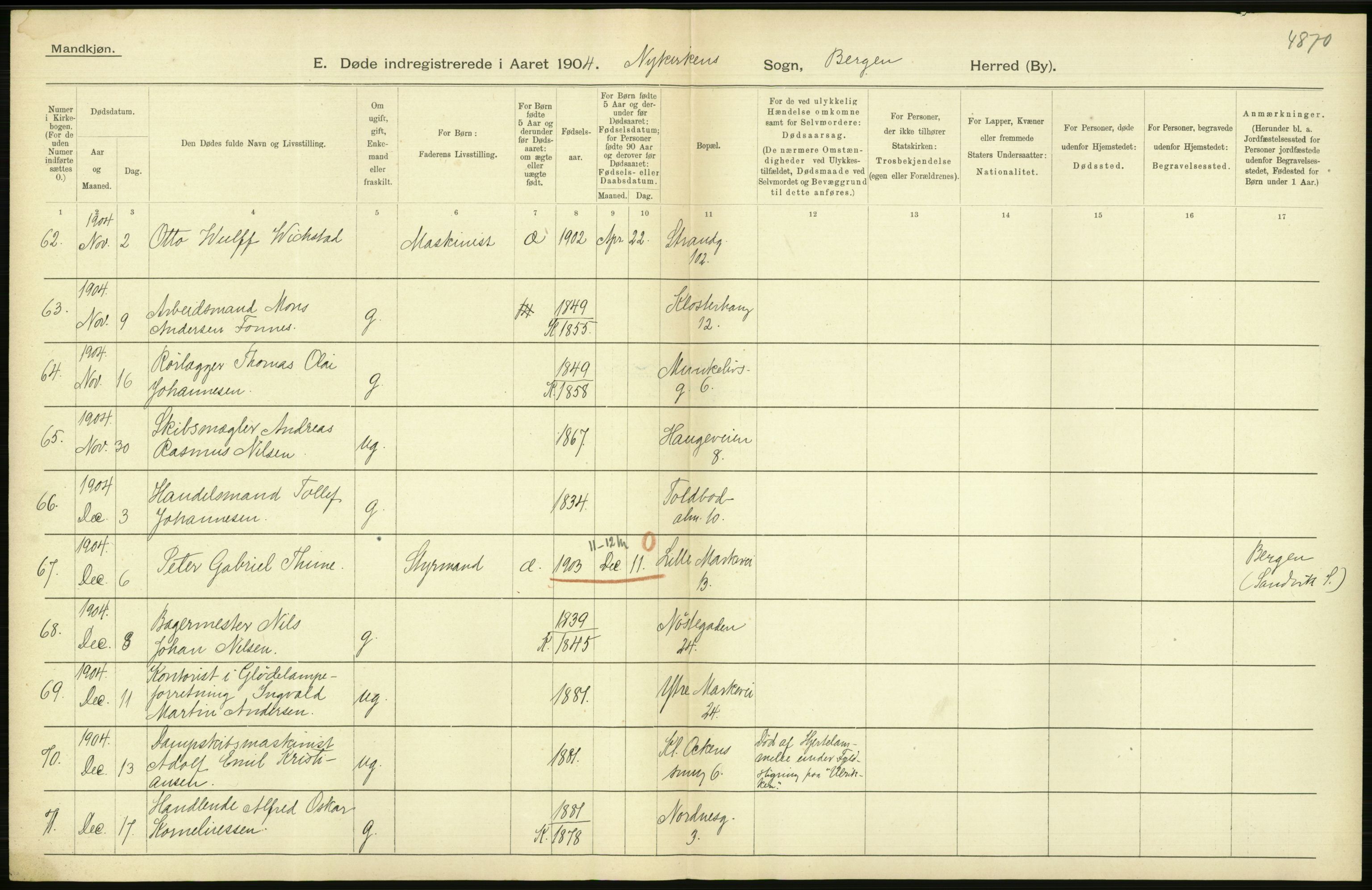 Statistisk sentralbyrå, Sosiodemografiske emner, Befolkning, AV/RA-S-2228/D/Df/Dfa/Dfab/L0014: Bergen: Fødte, gifte, døde, 1904, s. 378