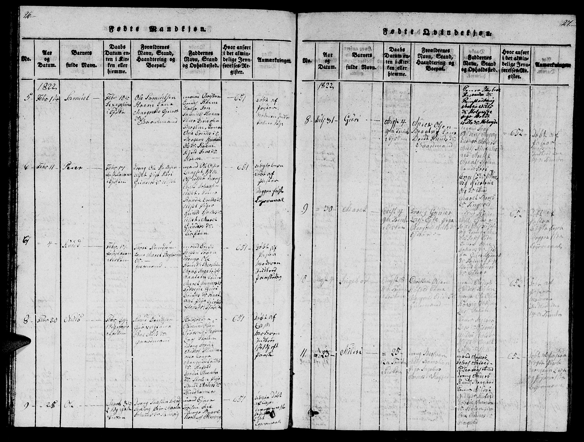 Ministerialprotokoller, klokkerbøker og fødselsregistre - Møre og Romsdal, AV/SAT-A-1454/586/L0990: Klokkerbok nr. 586C01, 1819-1837, s. 26-27