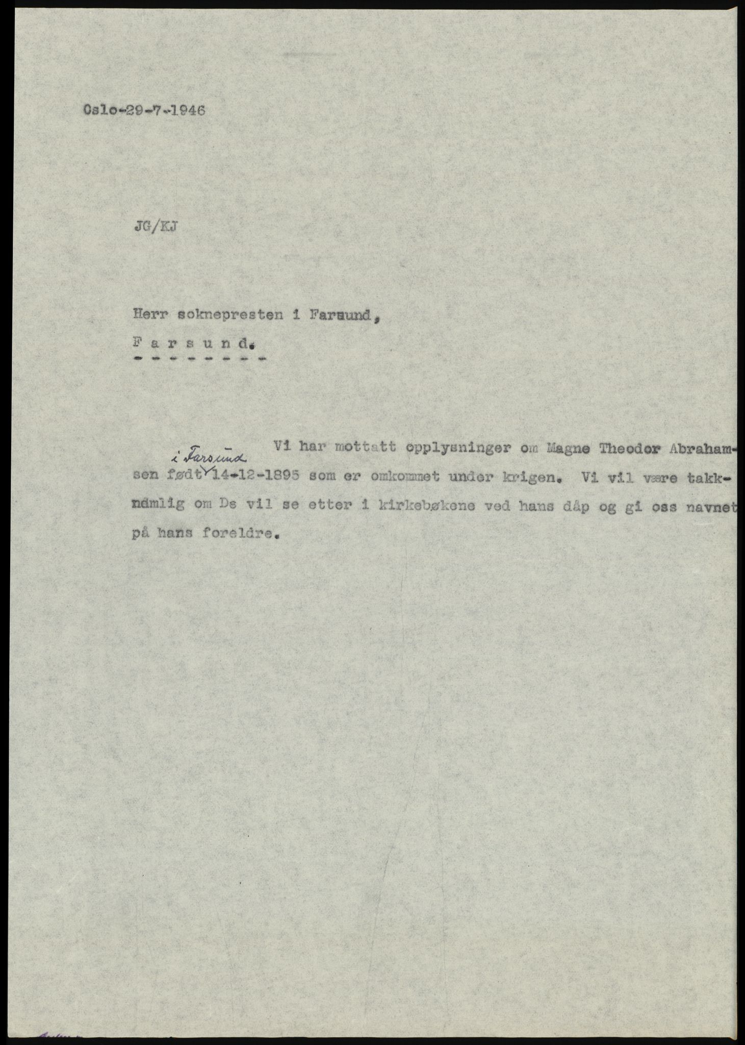 Sosialdepartementet, Våre Falne, RA/S-1708/E/Ee/L0025: Personmapper: Abelsen 01 - Amundsen, H. 65, 1945-1951, s. 257