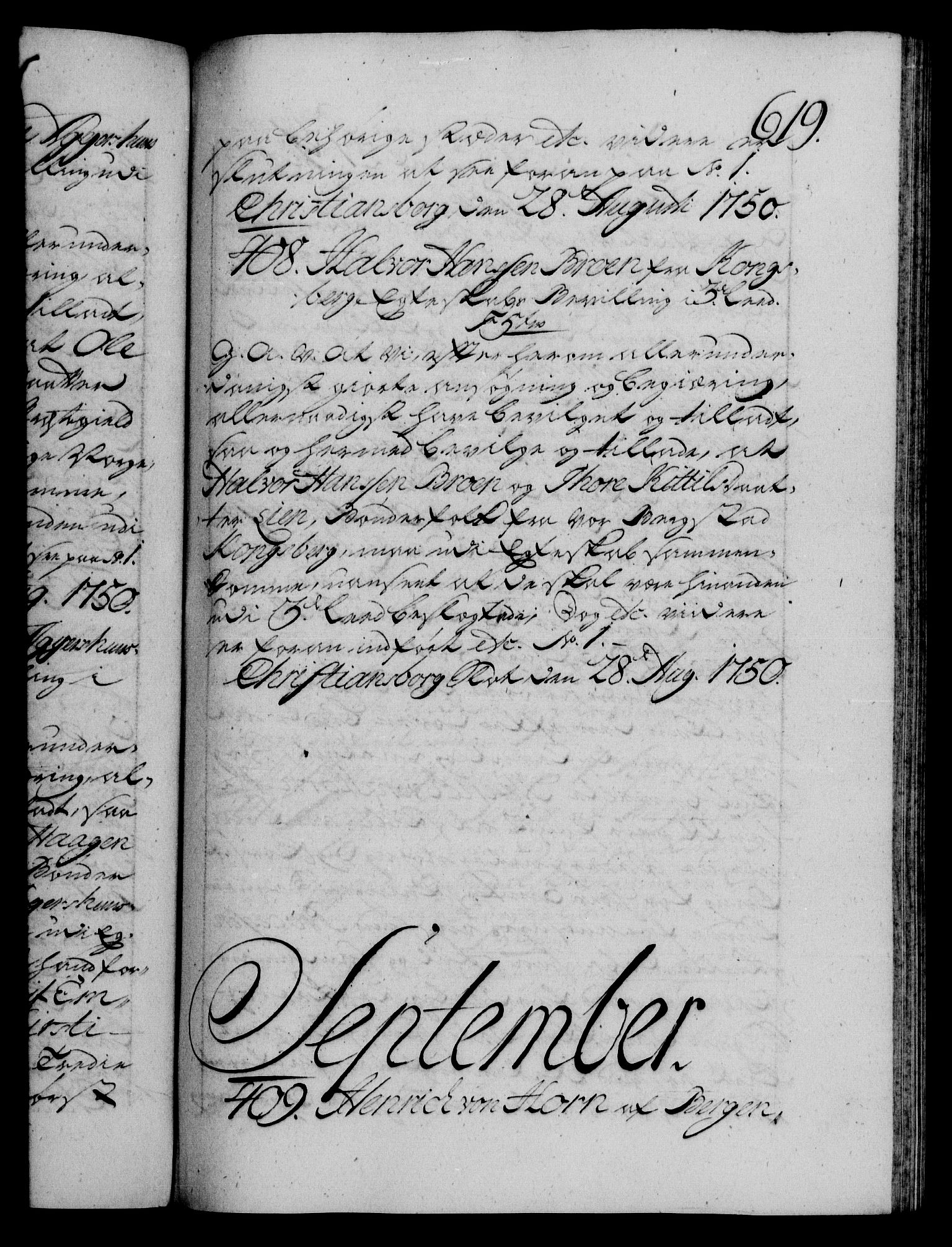 Danske Kanselli 1572-1799, RA/EA-3023/F/Fc/Fca/Fcaa/L0036: Norske registre, 1749-1750, s. 619a