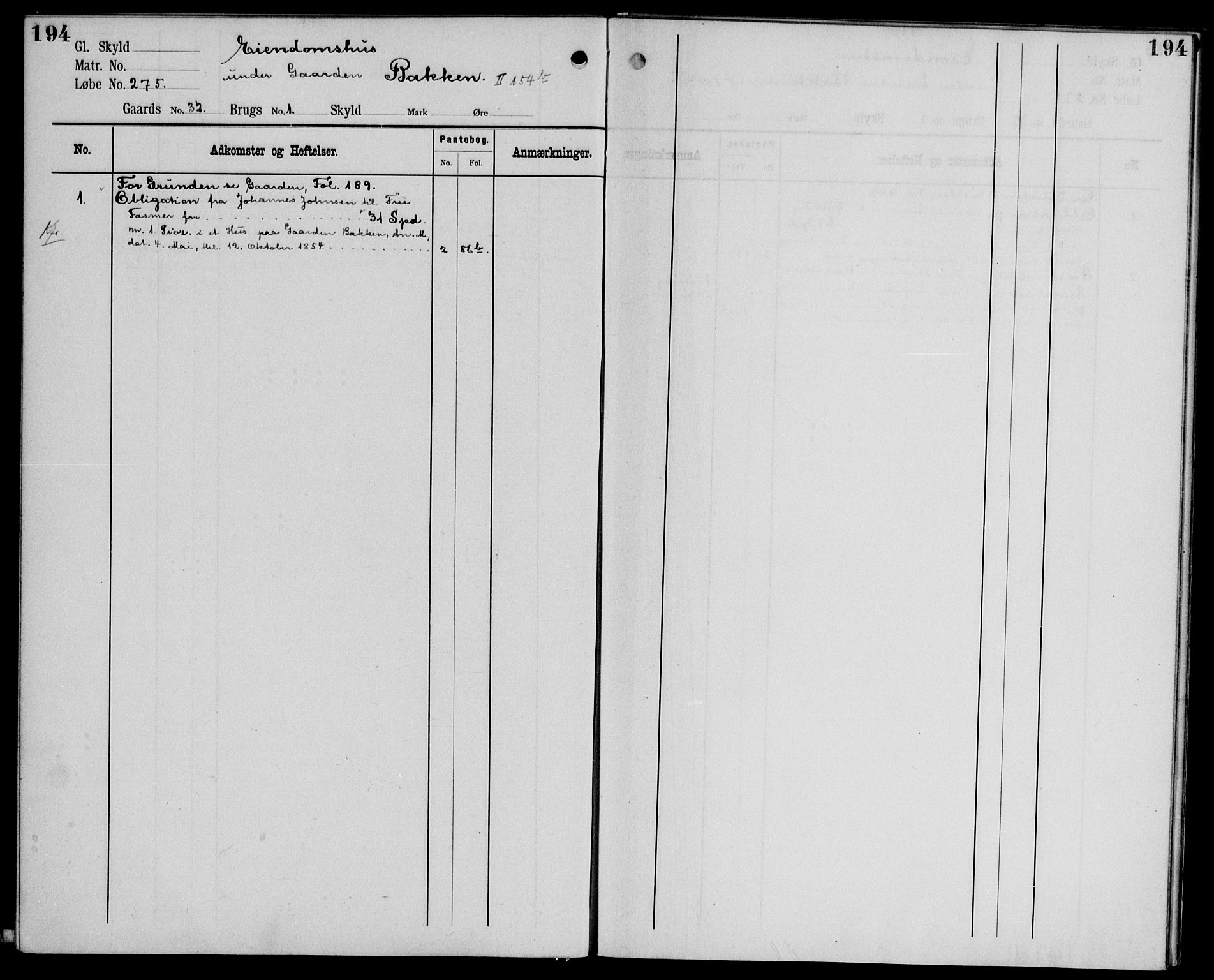 Midhordland sorenskriveri, AV/SAB-A-3001/1/G/Ga/Gab/L0106: Panteregister nr. II.A.b.106, s. 194