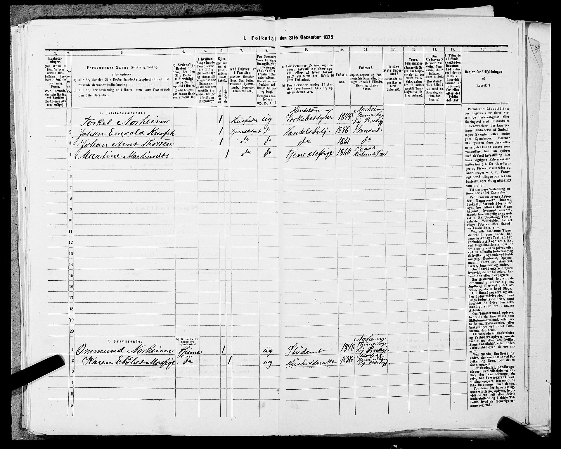 SAST, Folketelling 1875 for 1102B Høyland prestegjeld, Sandnes ladested, 1875, s. 202