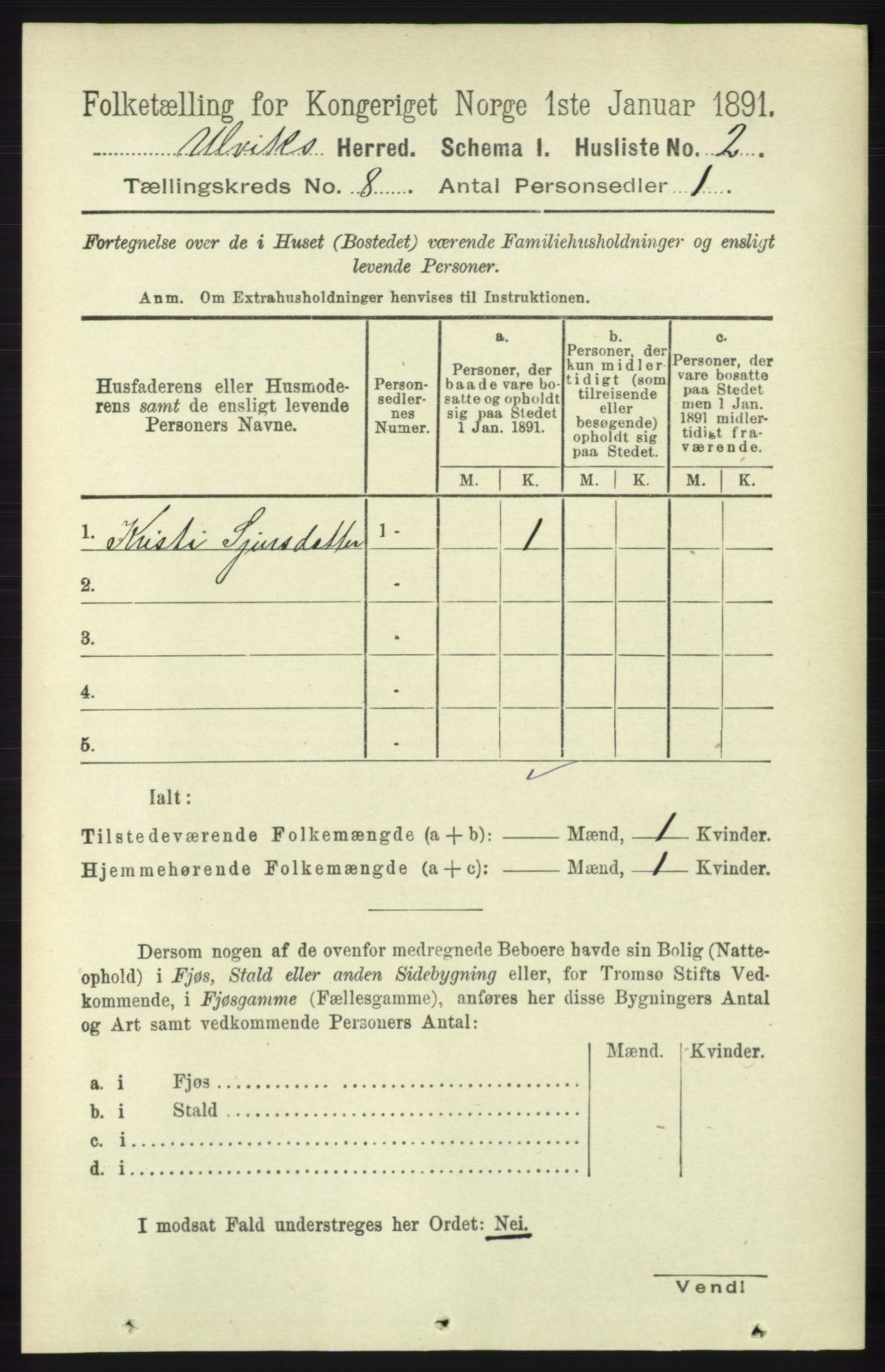 RA, Folketelling 1891 for 1233 Ulvik herred, 1891, s. 2531