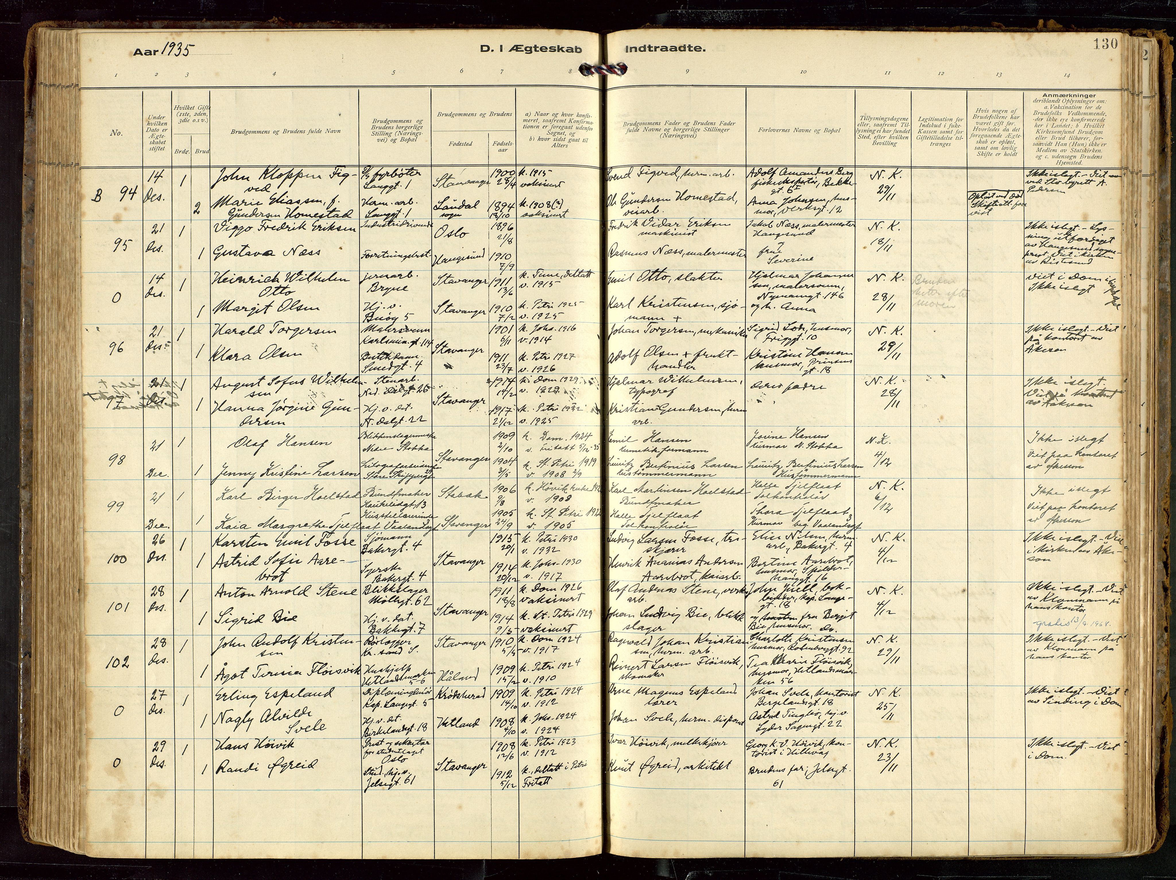 St. Petri sokneprestkontor, AV/SAST-A-101813/002/D/L0002: Ministerialbok nr. A 27, 1921-1942, s. 130