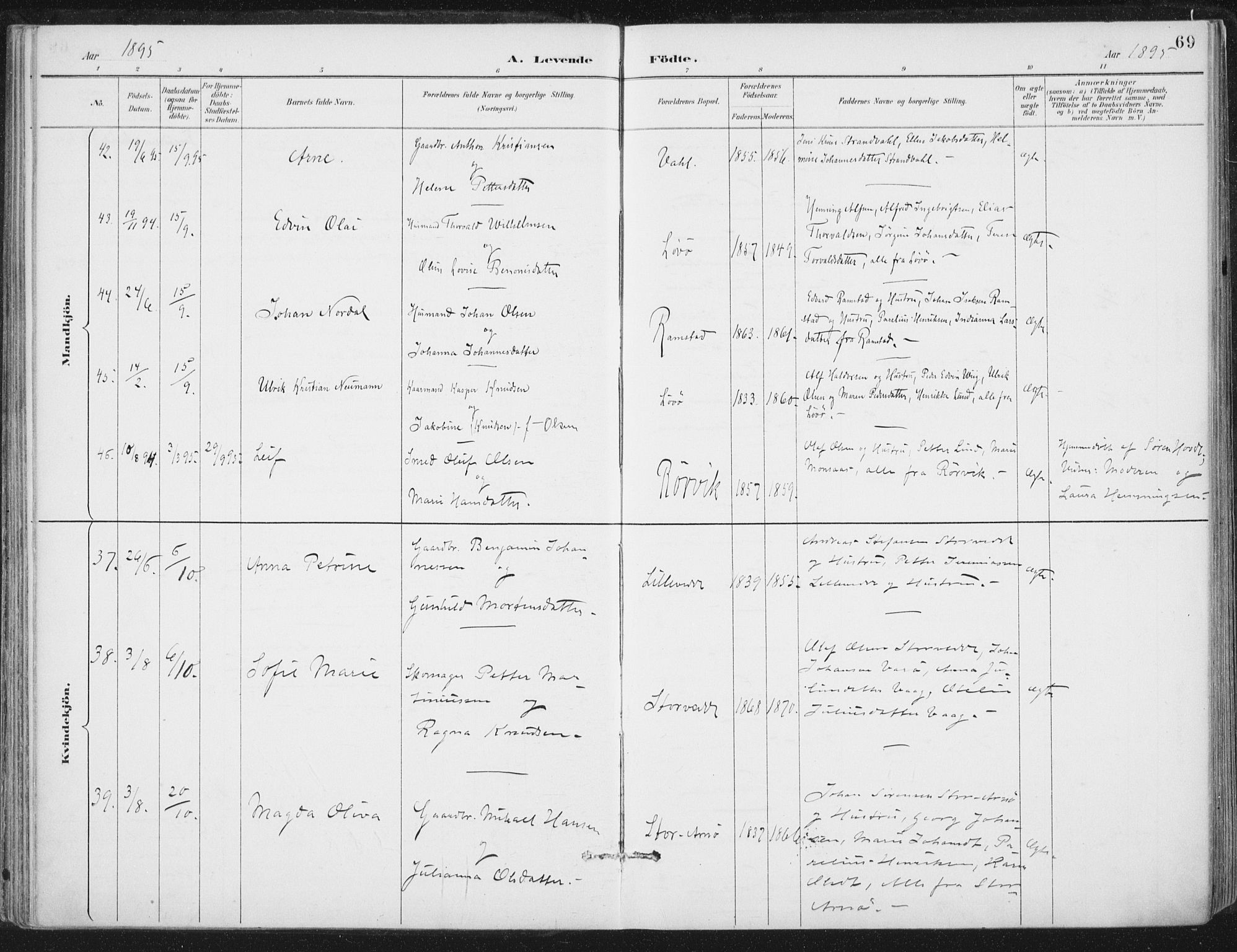 Ministerialprotokoller, klokkerbøker og fødselsregistre - Nord-Trøndelag, AV/SAT-A-1458/784/L0673: Ministerialbok nr. 784A08, 1888-1899, s. 69