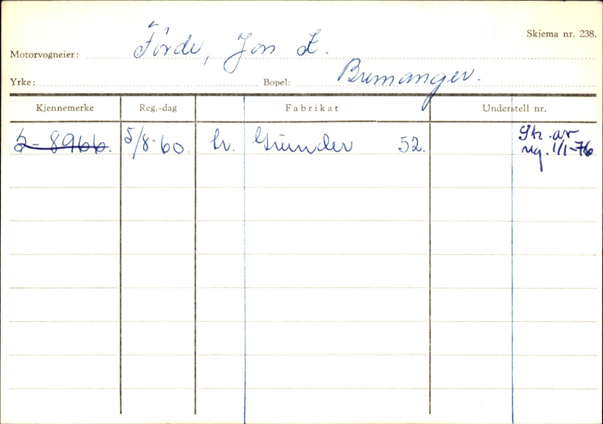 Statens vegvesen, Sogn og Fjordane vegkontor, AV/SAB-A-5301/4/F/L0133: Eigarregister Bremanger A-Å. Gaular A-H, 1945-1975, s. 479