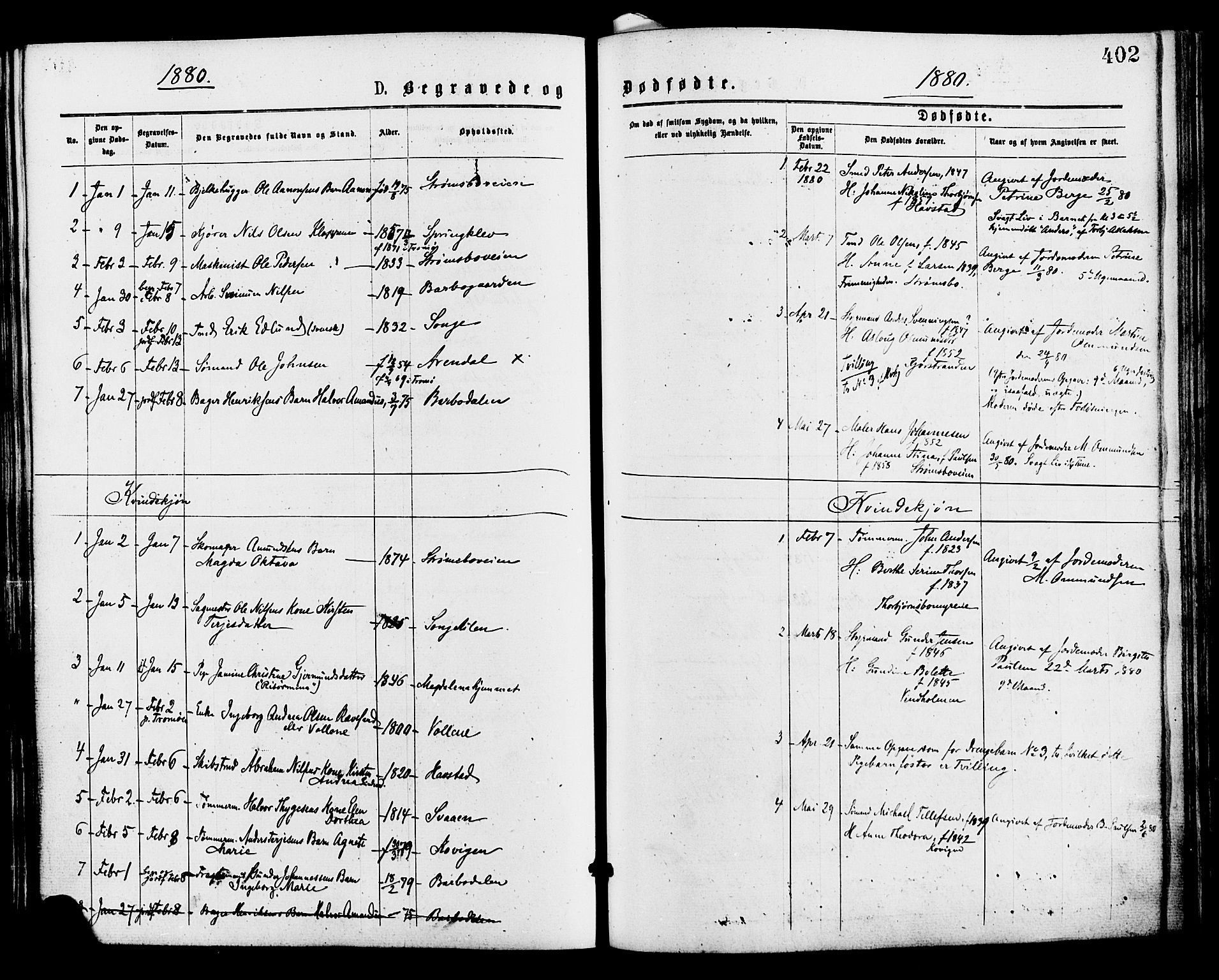 Barbu sokneprestkontor, AV/SAK-1111-0003/F/Fa/L0001: Ministerialbok nr. A 1 /1, 1878-1883, s. 402