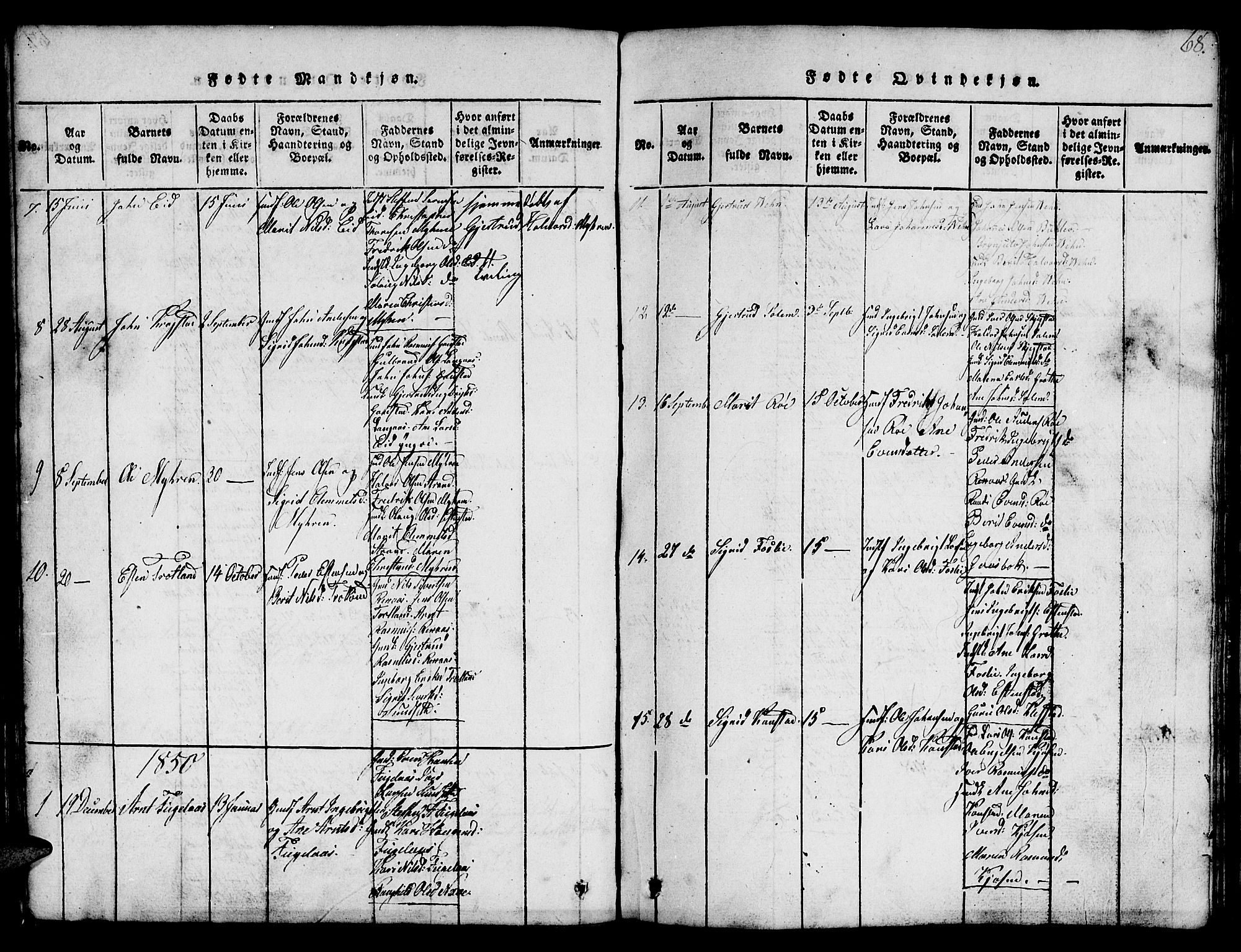 Ministerialprotokoller, klokkerbøker og fødselsregistre - Sør-Trøndelag, AV/SAT-A-1456/694/L1130: Klokkerbok nr. 694C02, 1816-1857, s. 68