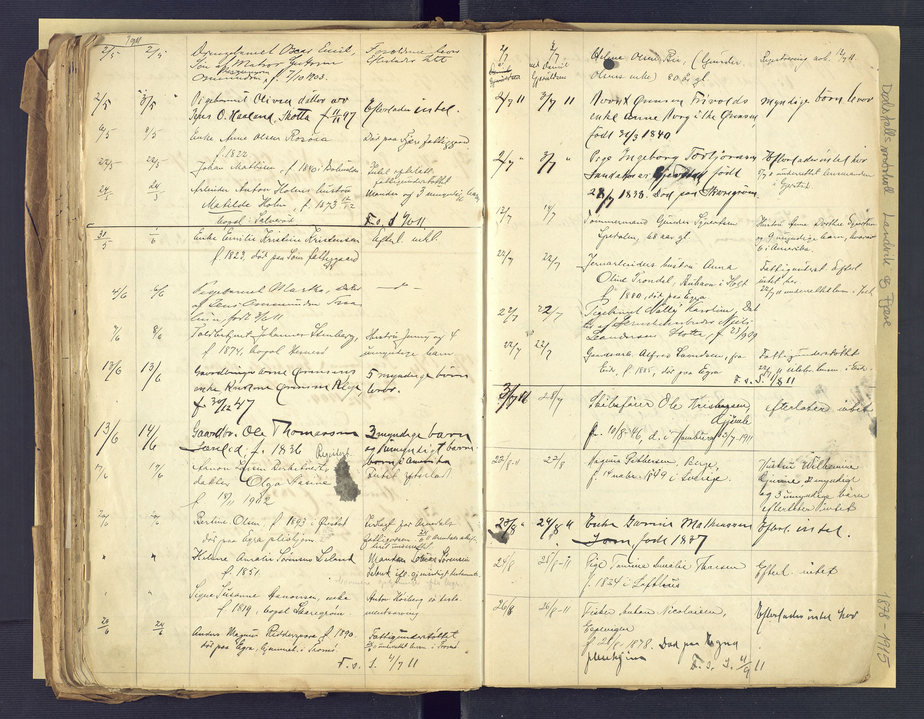 Landvik og Fjære lensmannskontor, AV/SAK-1241-0027/F/Fe/L0001: Dødsfallsprotokoll Landvik og Fjære nr 137, 1878-1915