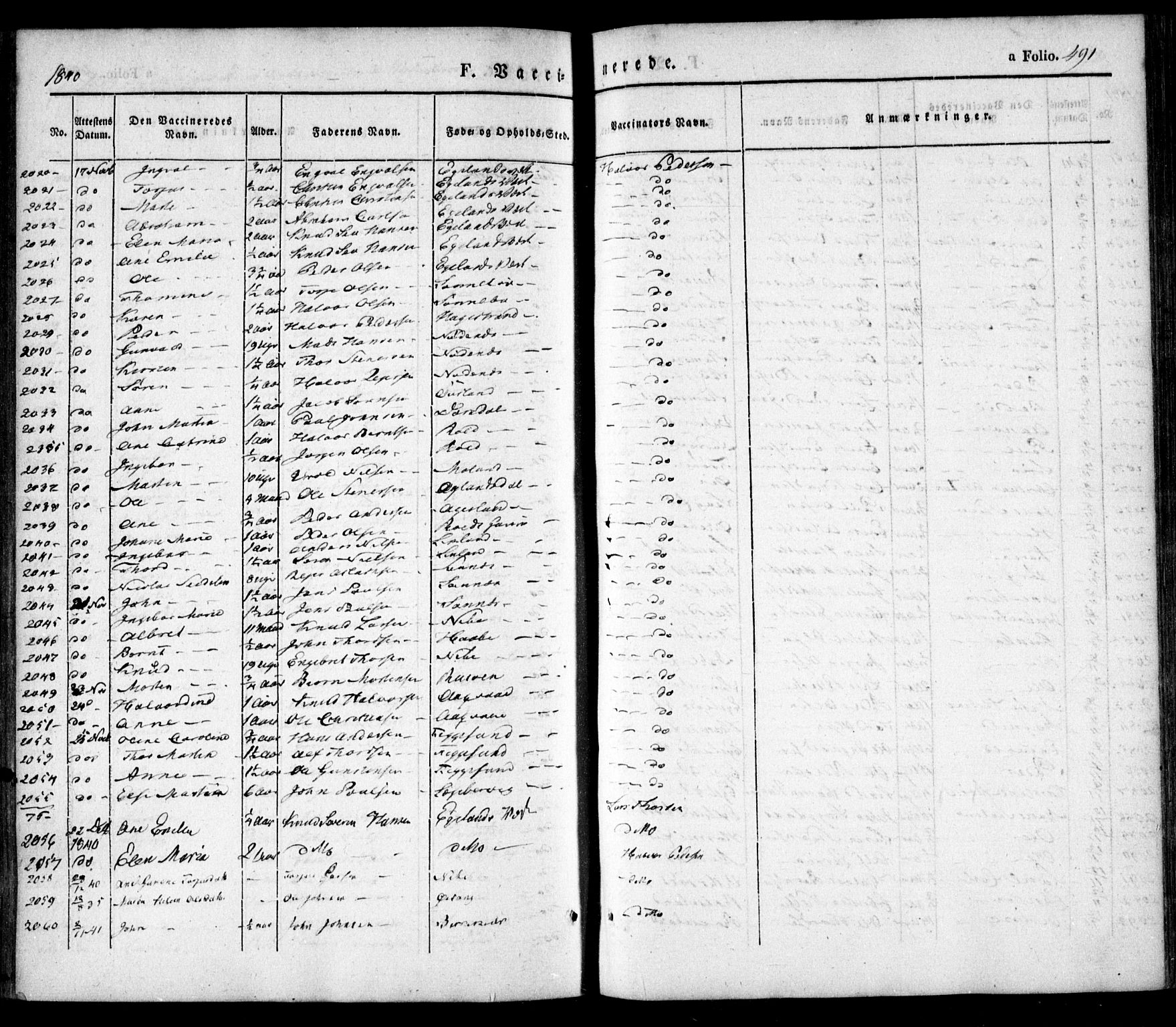 Søndeled sokneprestkontor, SAK/1111-0038/F/Fa/L0002: Ministerialbok nr. A 2, 1839-1860, s. 491