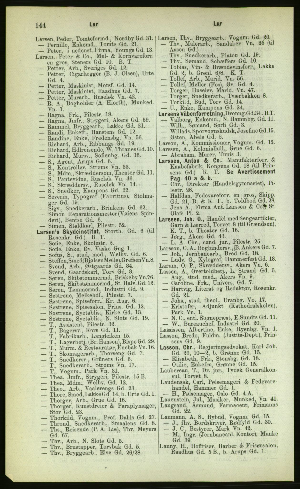 Kristiania/Oslo adressebok, PUBL/-, 1883, s. 144