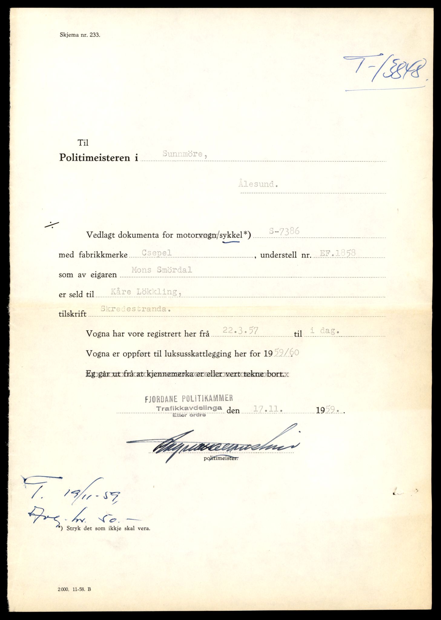 Møre og Romsdal vegkontor - Ålesund trafikkstasjon, AV/SAT-A-4099/F/Fe/L0041: Registreringskort for kjøretøy T 13710 - T 13905, 1927-1998, s. 2499