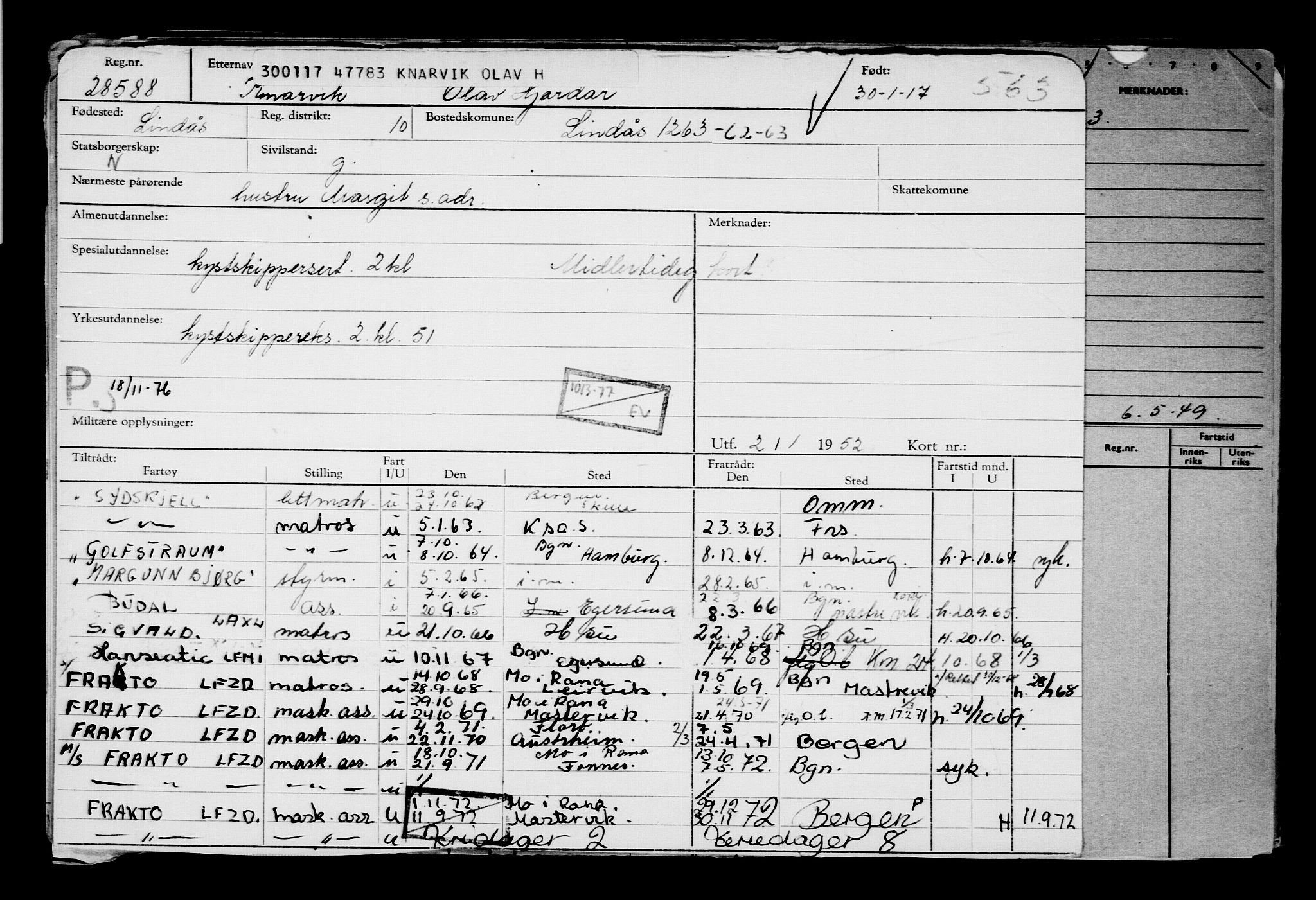 Direktoratet for sjømenn, AV/RA-S-3545/G/Gb/L0145: Hovedkort, 1917, s. 554