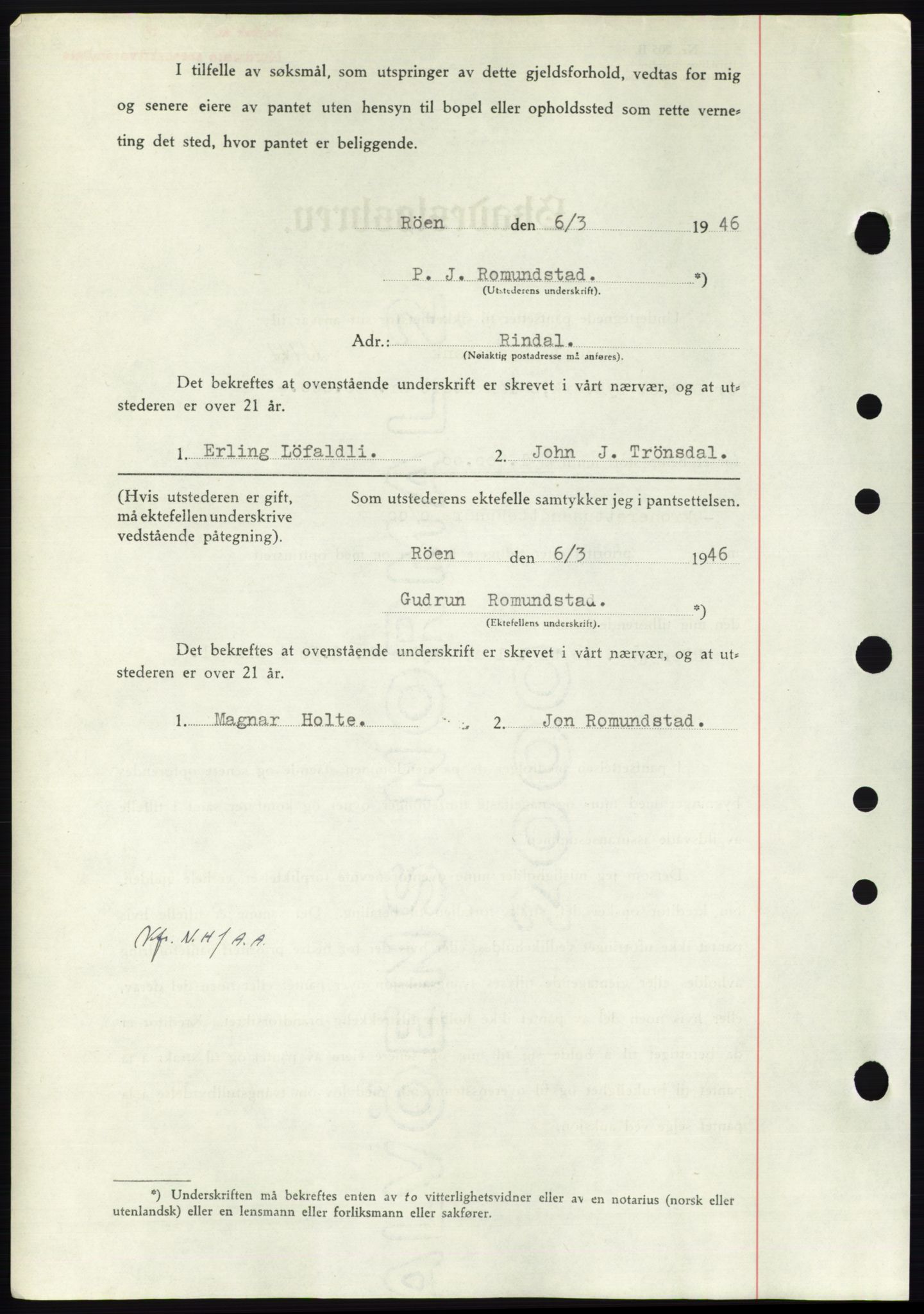 Nordmøre sorenskriveri, AV/SAT-A-4132/1/2/2Ca: Pantebok nr. B93b, 1946-1946, Dagboknr: 545/1946