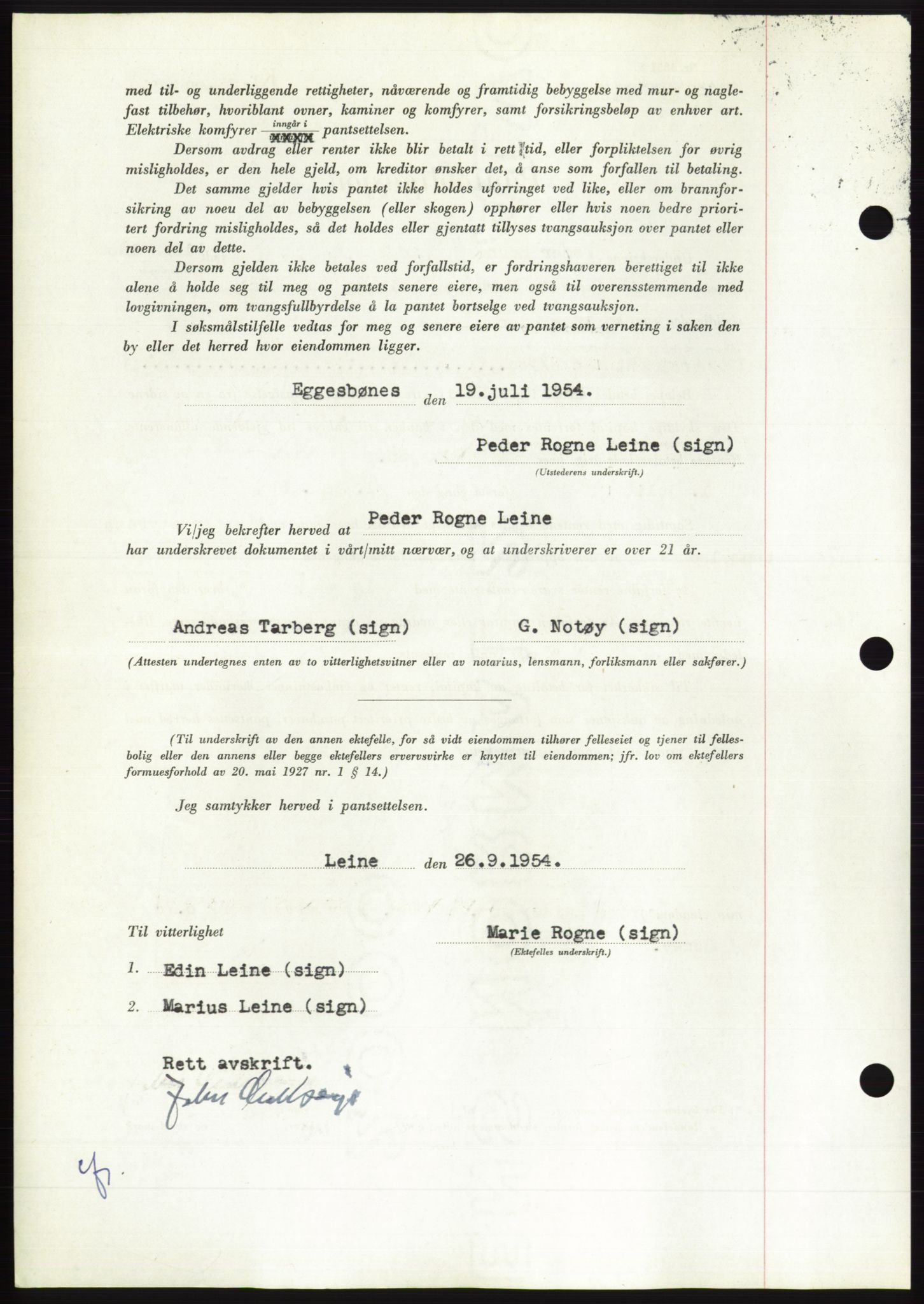 Søre Sunnmøre sorenskriveri, AV/SAT-A-4122/1/2/2C/L0126: Pantebok nr. 14B, 1954-1955, Dagboknr: 2693/1954