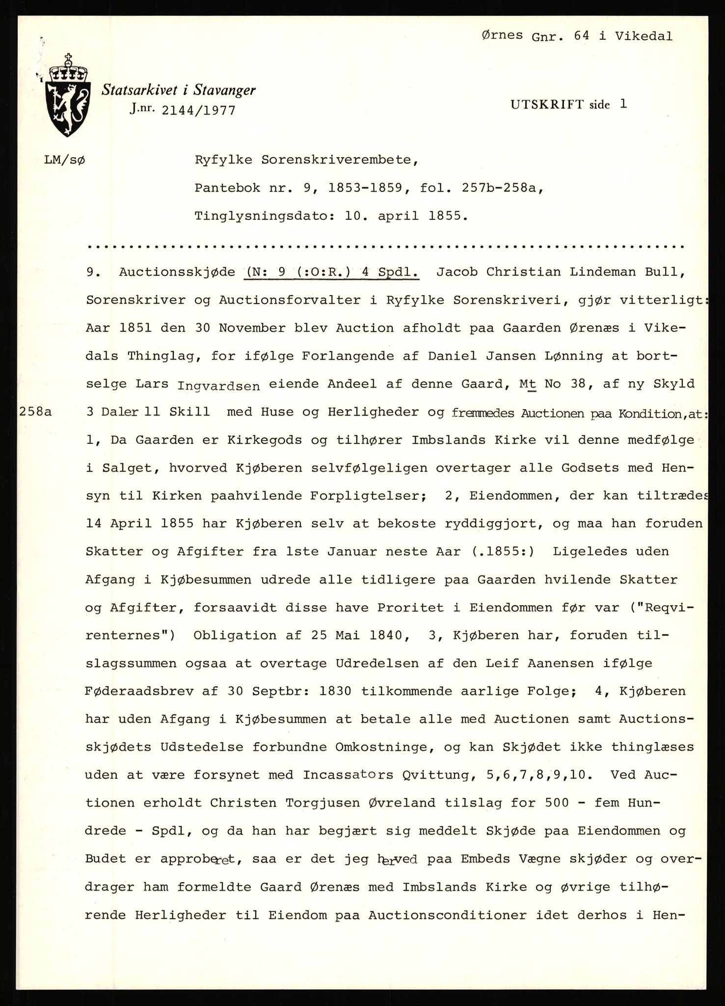 Statsarkivet i Stavanger, AV/SAST-A-101971/03/Y/Yj/L0098: Avskrifter sortert etter gårdsnavn: Øigrei - Østeinstad, 1750-1930, s. 299