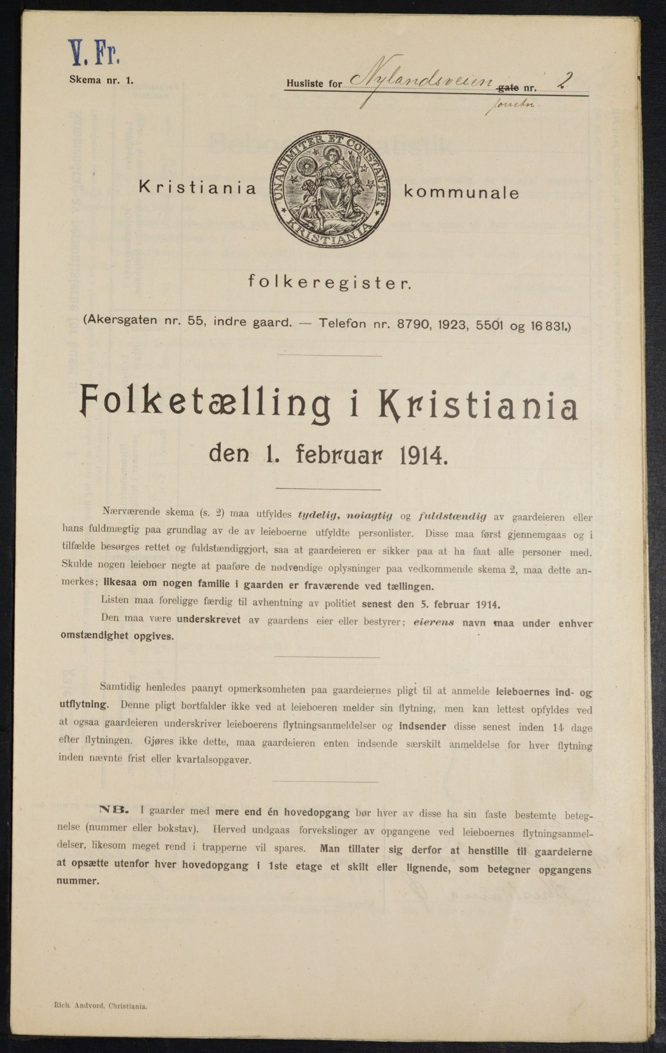 OBA, Kommunal folketelling 1.2.1914 for Kristiania, 1914, s. 74002