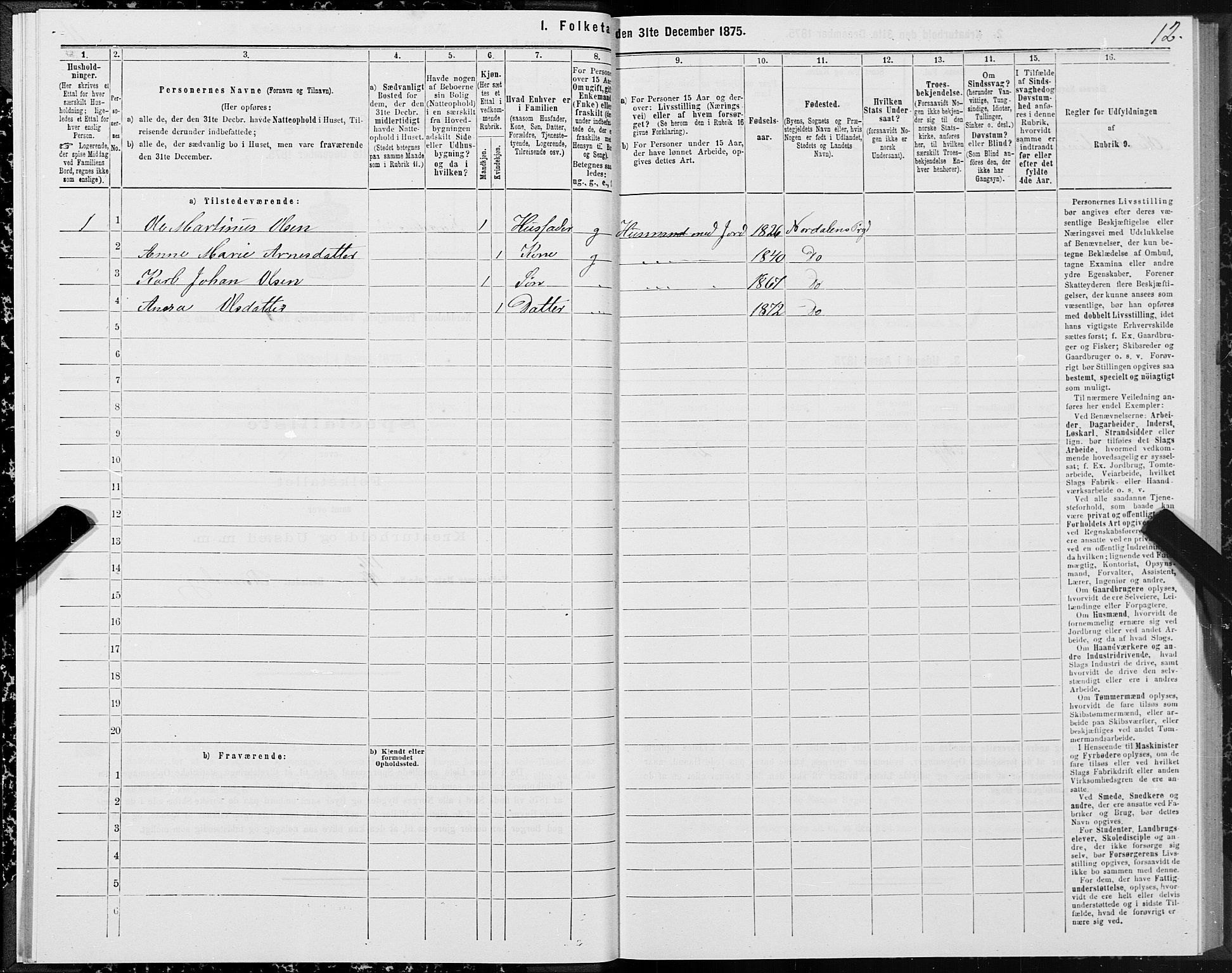 SAT, Folketelling 1875 for 1524P Norddal prestegjeld, 1875, s. 1012