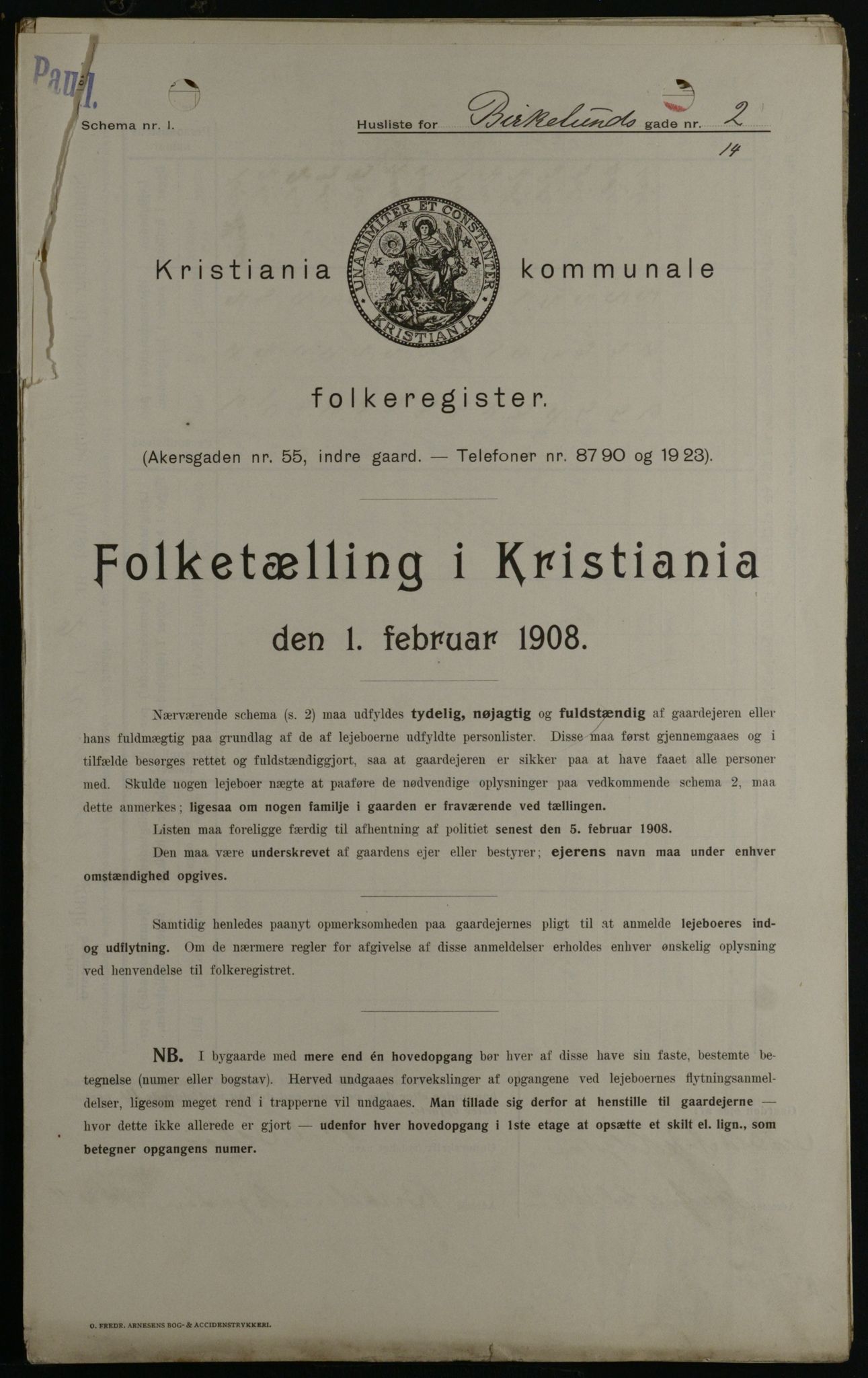 OBA, Kommunal folketelling 1.2.1908 for Kristiania kjøpstad, 1908, s. 4973