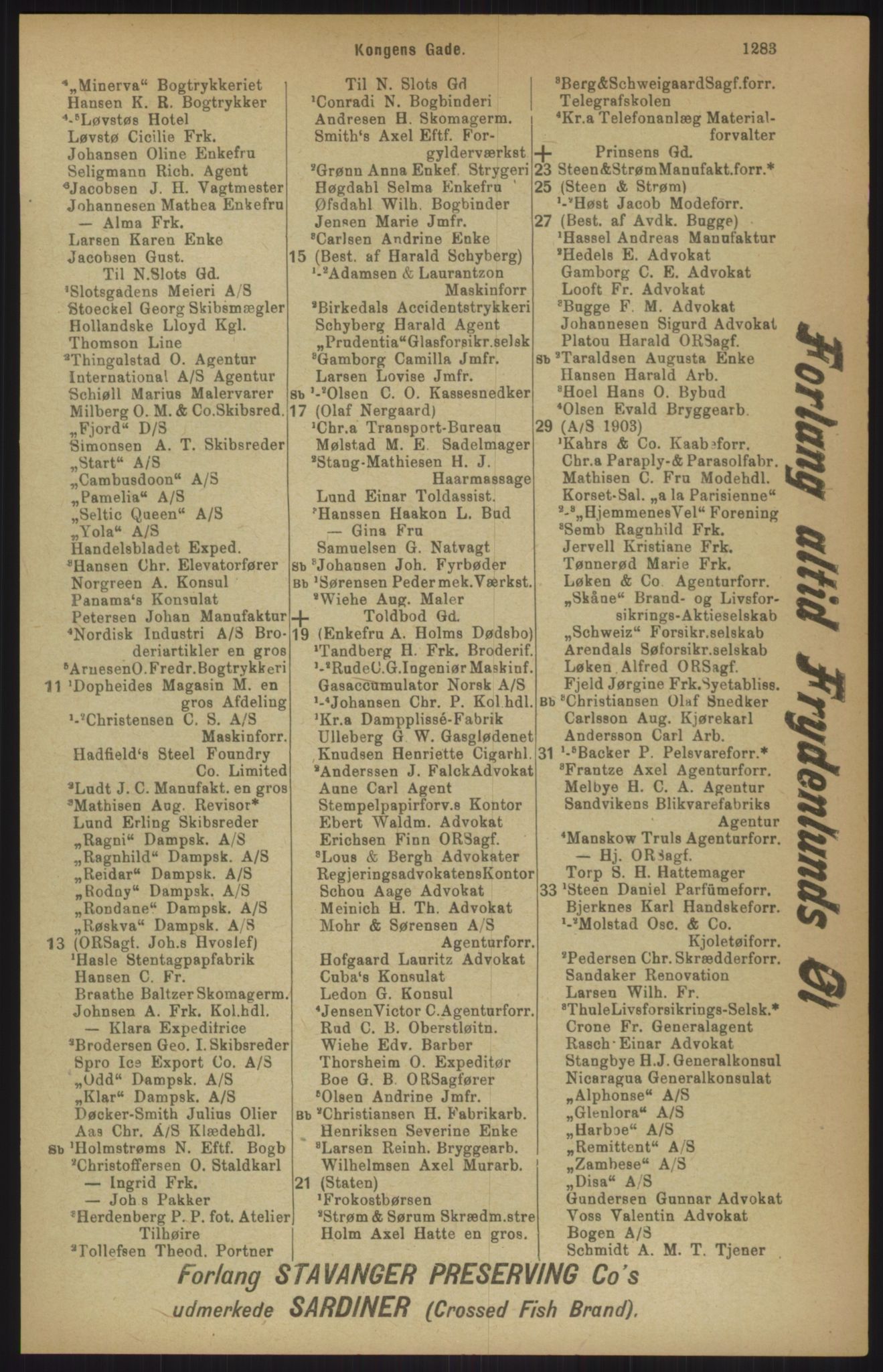 Kristiania/Oslo adressebok, PUBL/-, 1911, s. 1283