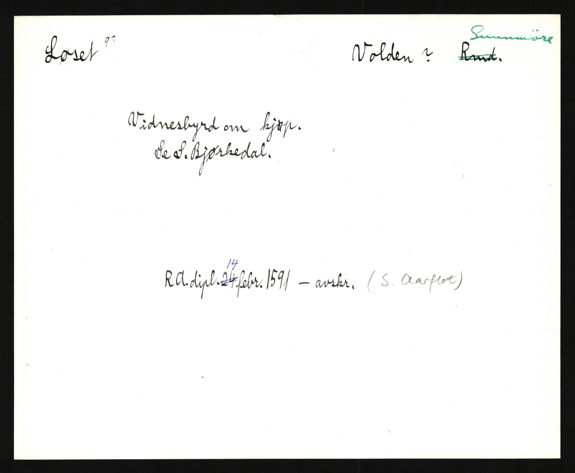 Riksarkivets diplomsamling, AV/RA-EA-5965/F35/F35e/L0031: Registreringssedler Møre og Romsdal, 1400-1700, s. 97