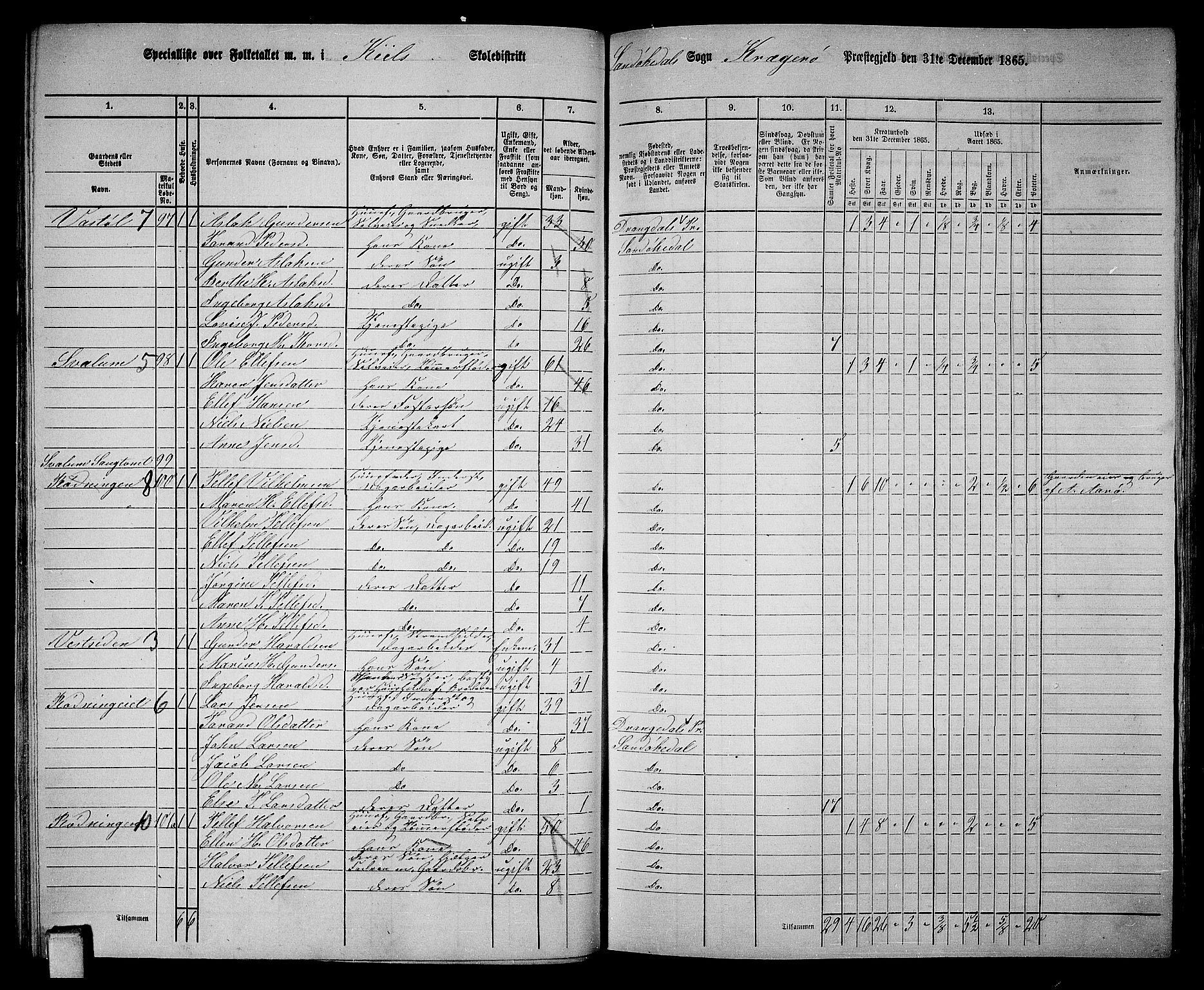 RA, Folketelling 1865 for 0816L Kragerø prestegjeld, Sannidal sokn og Skåtøy sokn, 1865, s. 59