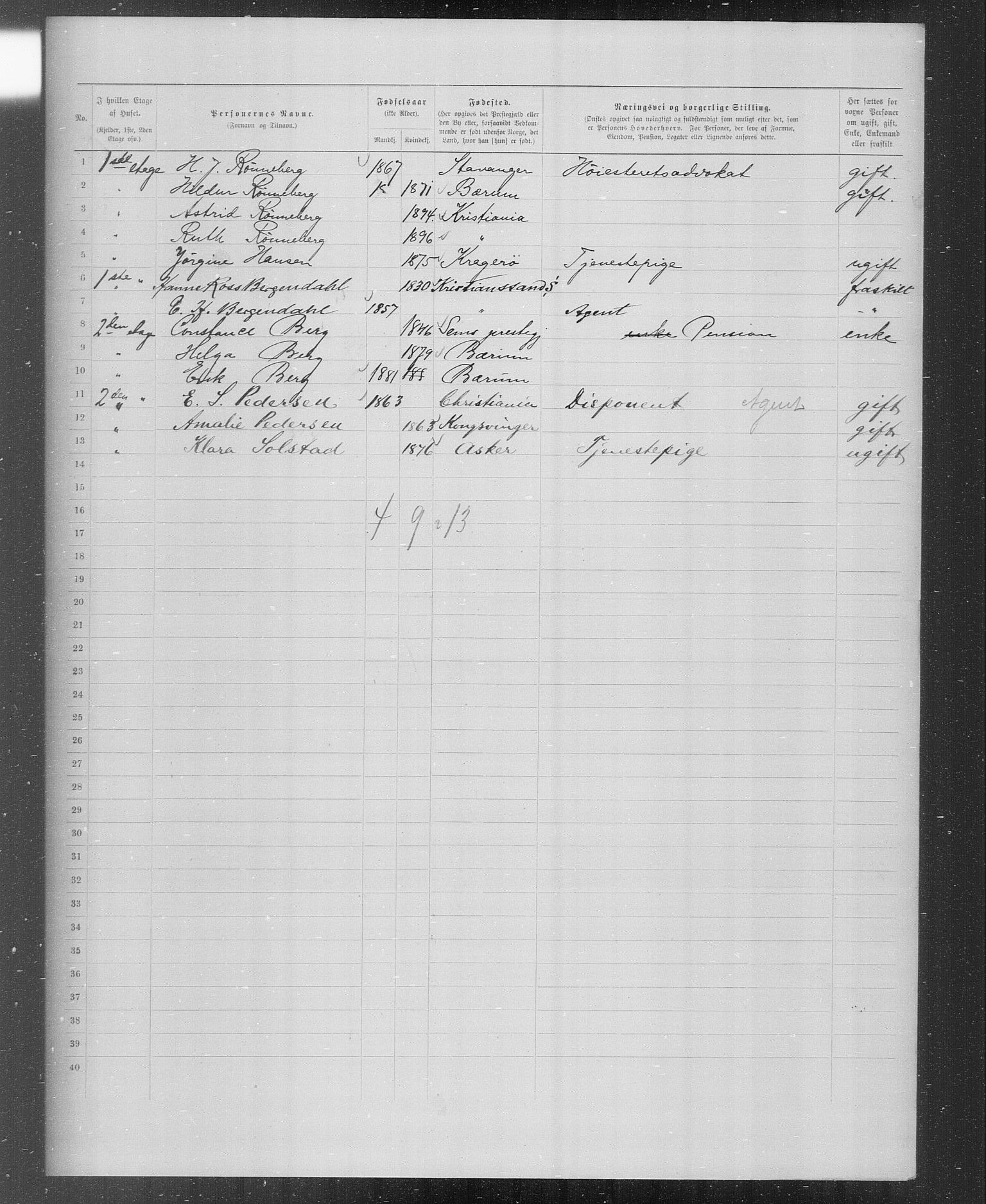 OBA, Kommunal folketelling 31.12.1899 for Kristiania kjøpstad, 1899, s. 2449