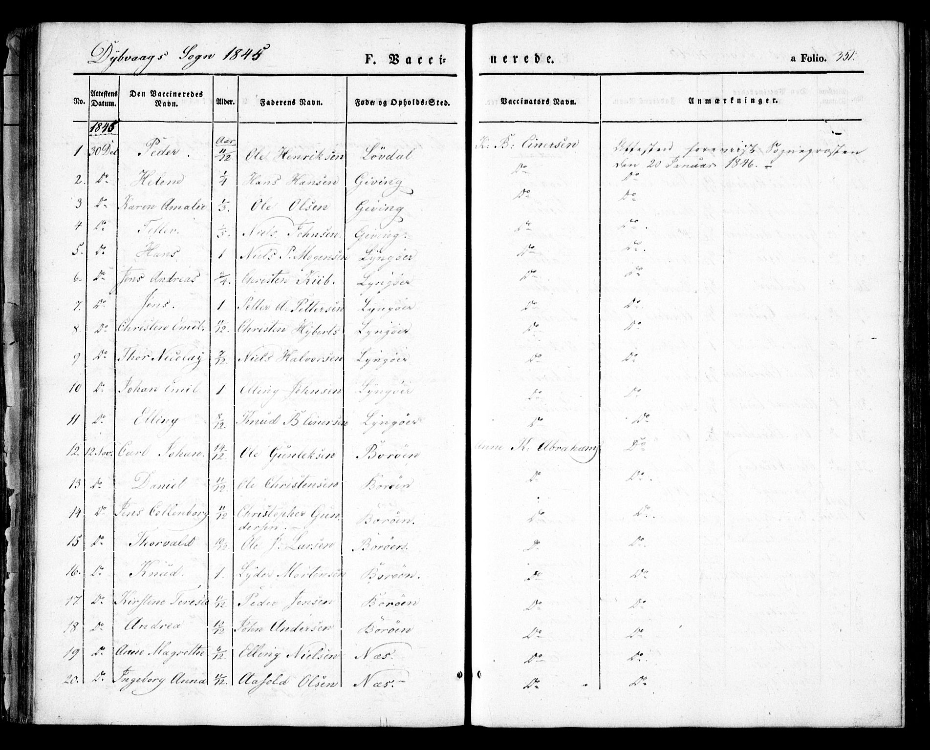 Dypvåg sokneprestkontor, AV/SAK-1111-0007/F/Fa/Faa/L0005: Ministerialbok nr. A 5, 1841-1854, s. 351