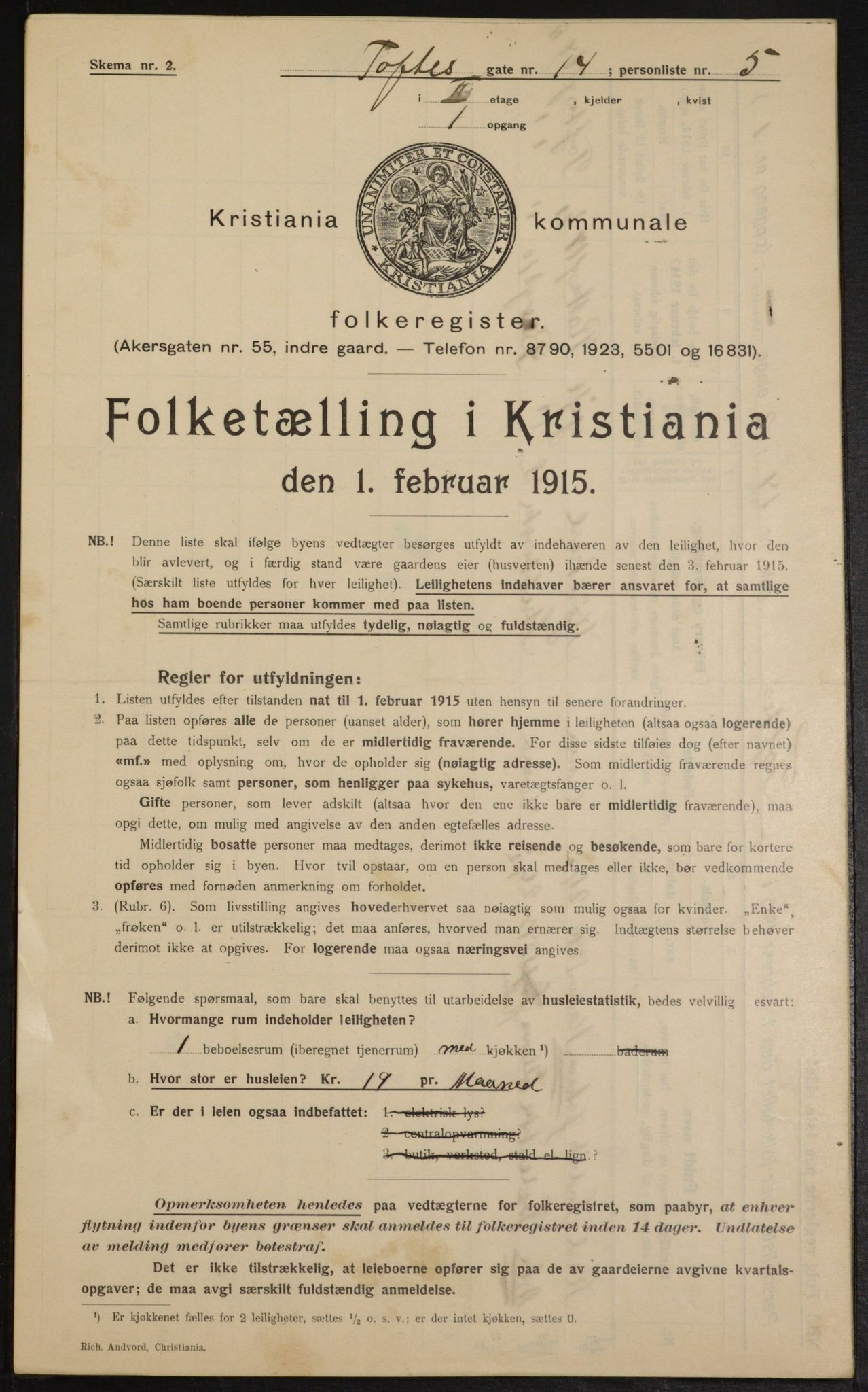 OBA, Kommunal folketelling 1.2.1915 for Kristiania, 1915, s. 111941