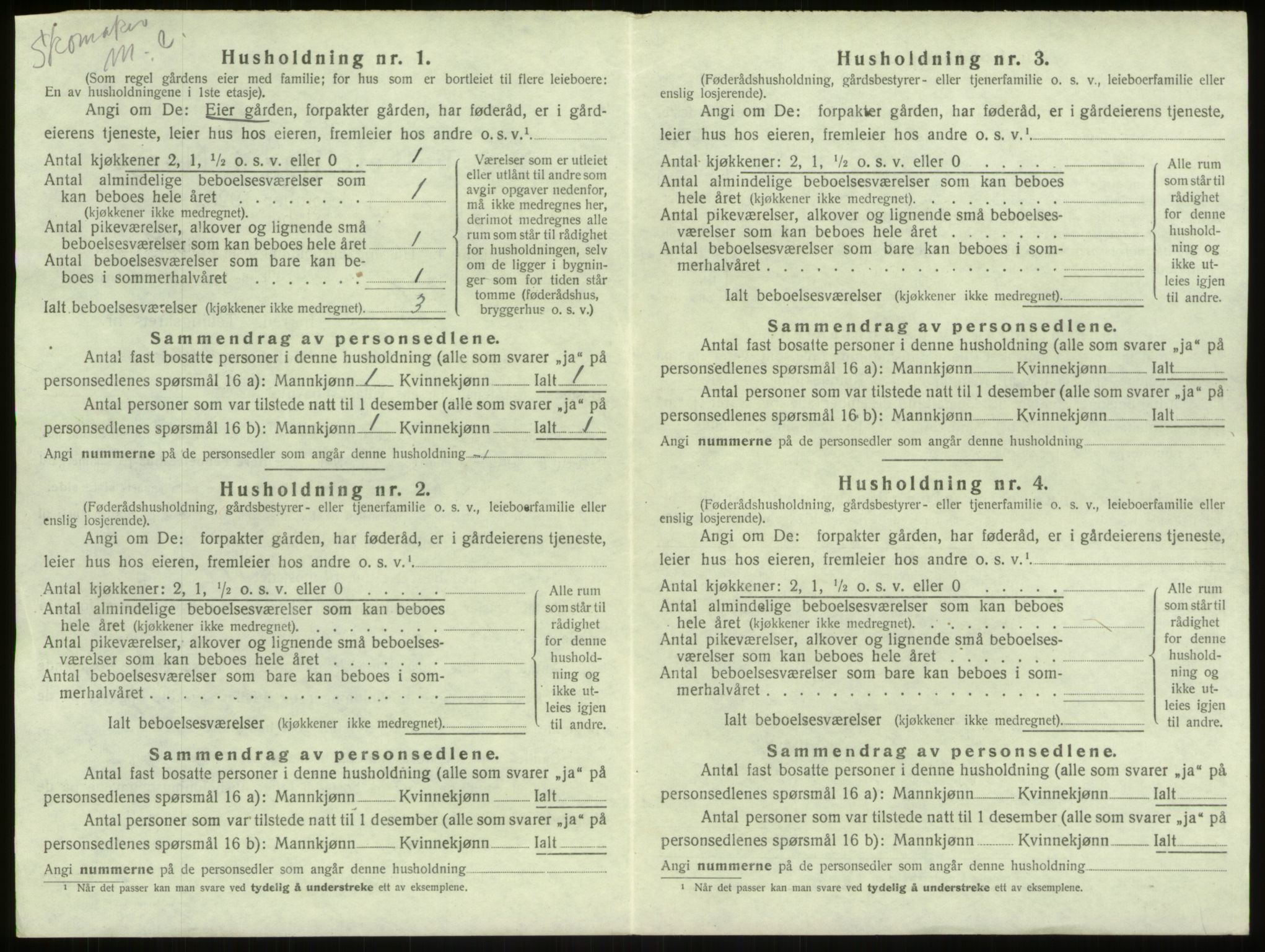 SAB, Folketelling 1920 for 1250 Haus herred, 1920, s. 498