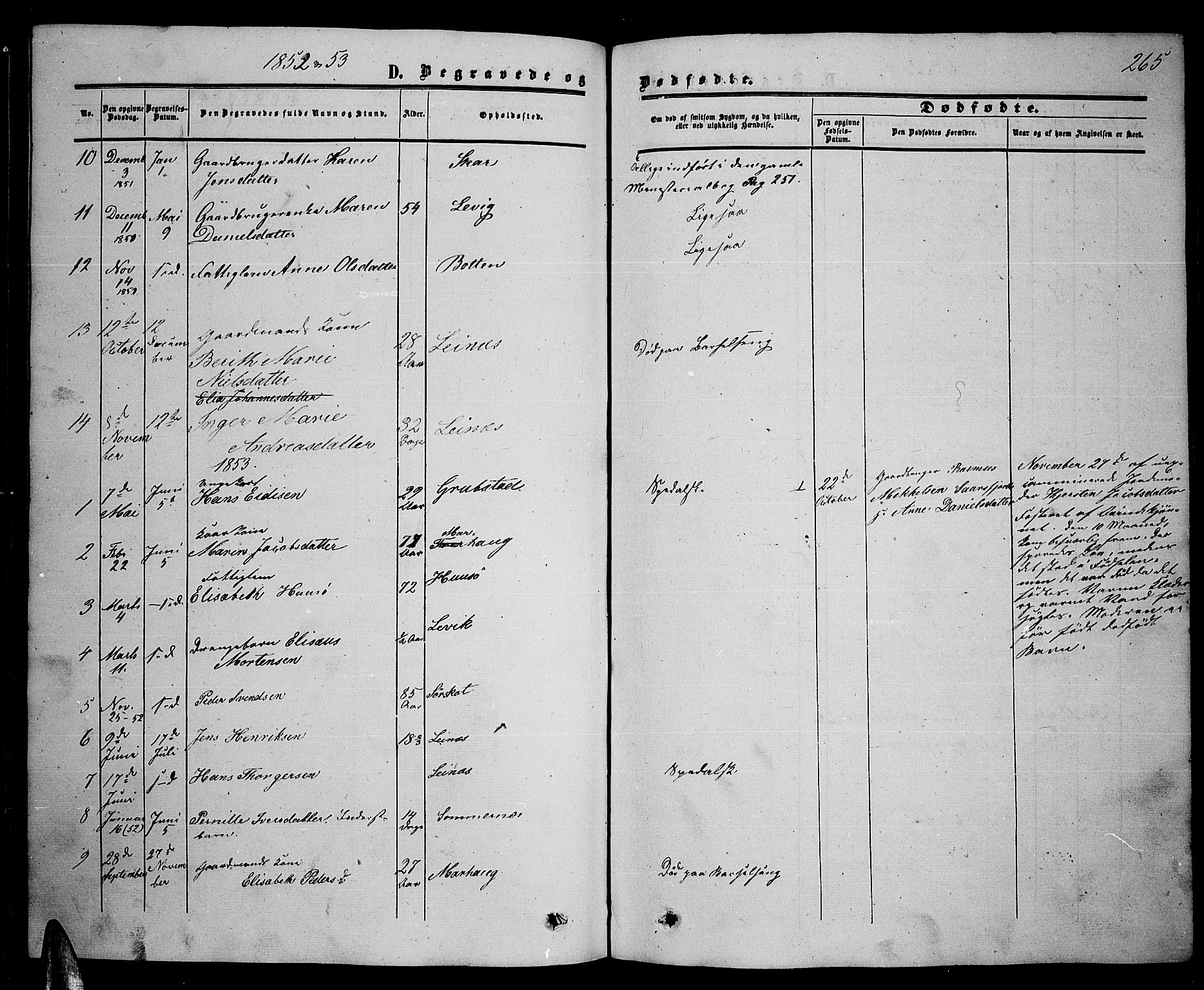 Ministerialprotokoller, klokkerbøker og fødselsregistre - Nordland, AV/SAT-A-1459/857/L0827: Klokkerbok nr. 857C02, 1852-1879, s. 265