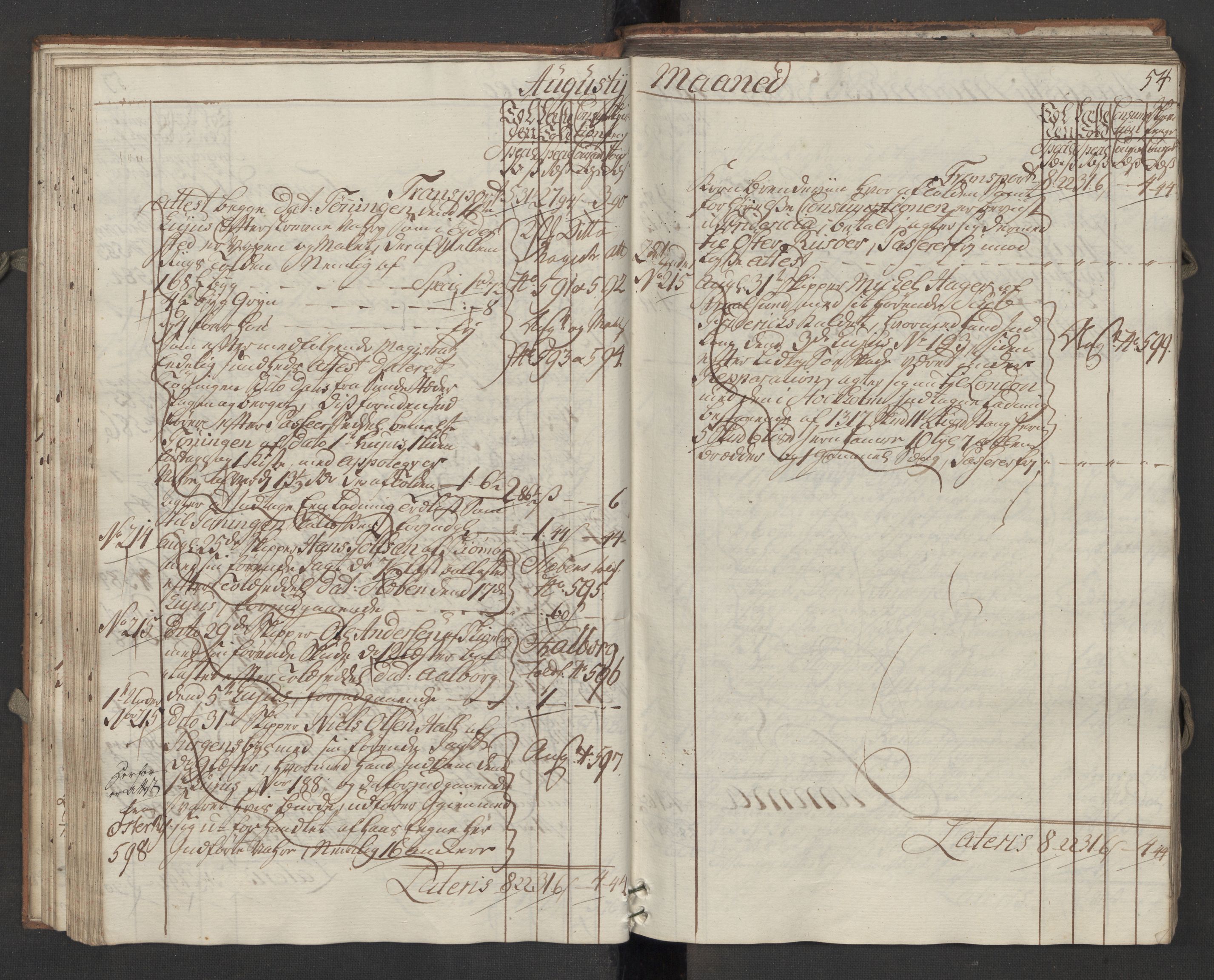 Generaltollkammeret, tollregnskaper, AV/RA-EA-5490/R13/L0036/0001: Tollregnskaper Kragerø / Inngående hovedtollbok, 1764, s. 53b-54a