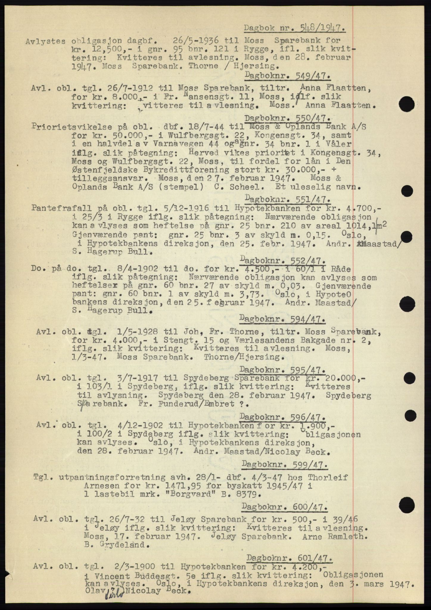 Moss sorenskriveri, SAO/A-10168: Pantebok nr. C10, 1938-1950, Dagboknr: 548/1947