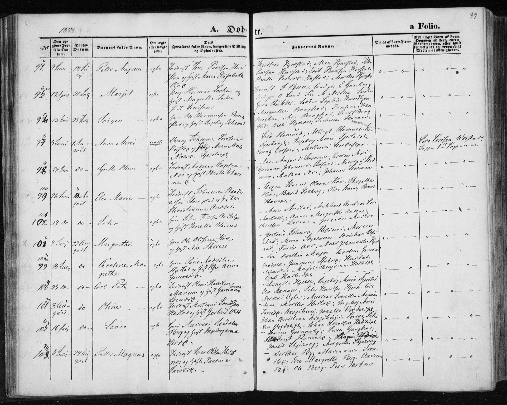 Ministerialprotokoller, klokkerbøker og fødselsregistre - Nord-Trøndelag, AV/SAT-A-1458/730/L0283: Ministerialbok nr. 730A08, 1855-1865, s. 39