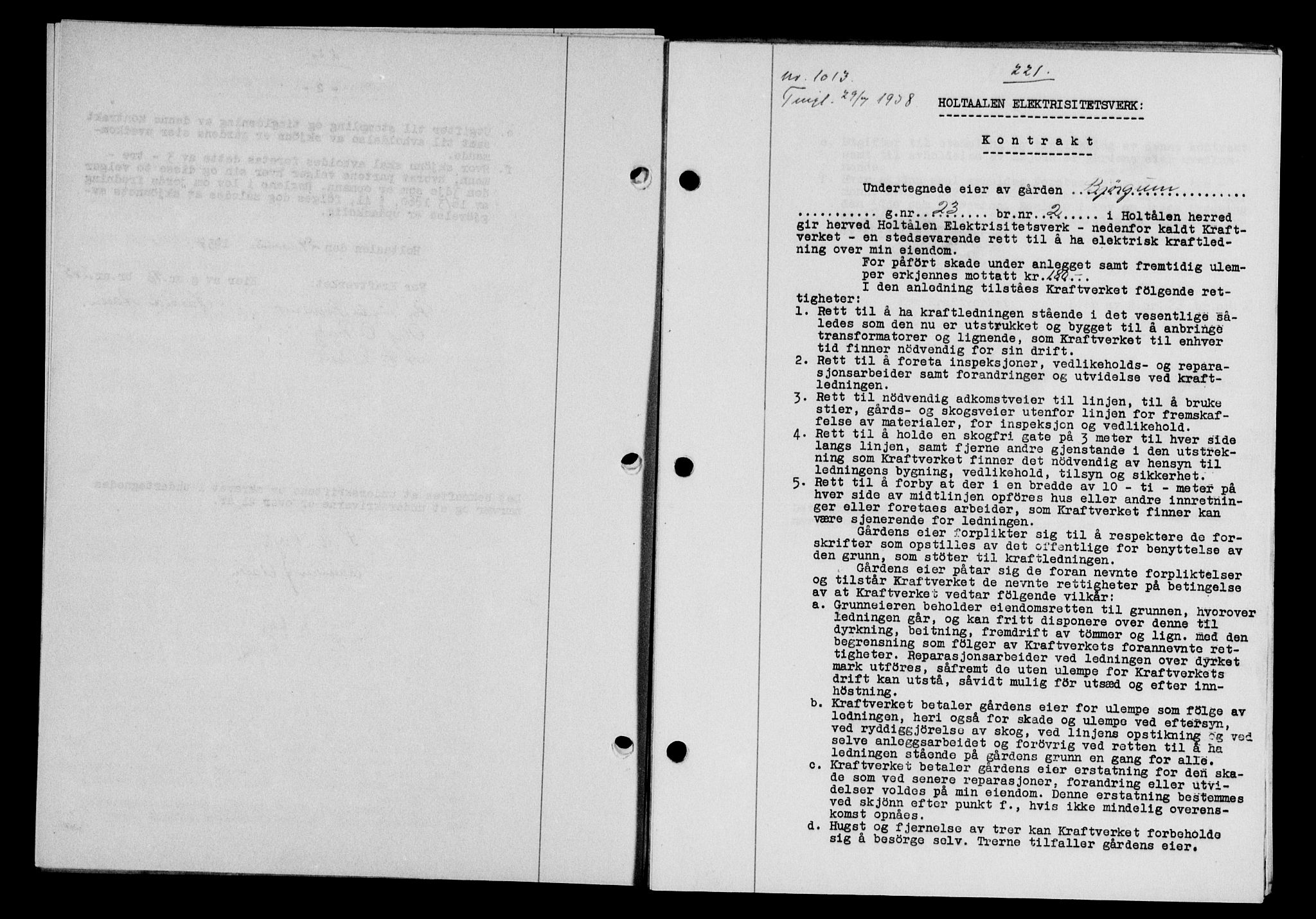 Gauldal sorenskriveri, SAT/A-0014/1/2/2C/L0049: Pantebok nr. 53, 1938-1938, Dagboknr: 1013/1938
