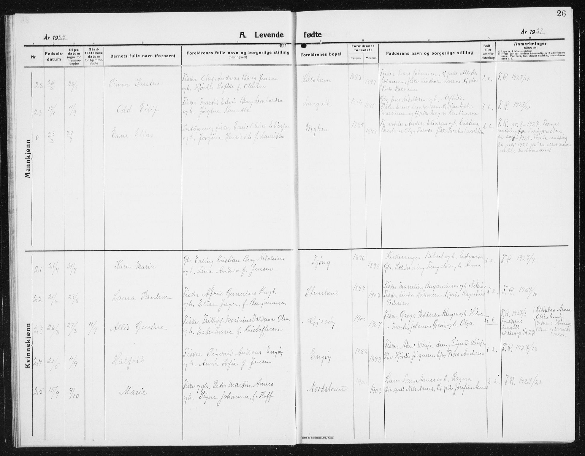 Ministerialprotokoller, klokkerbøker og fødselsregistre - Nordland, AV/SAT-A-1459/841/L0622: Klokkerbok nr. 841C06, 1924-1942, s. 26