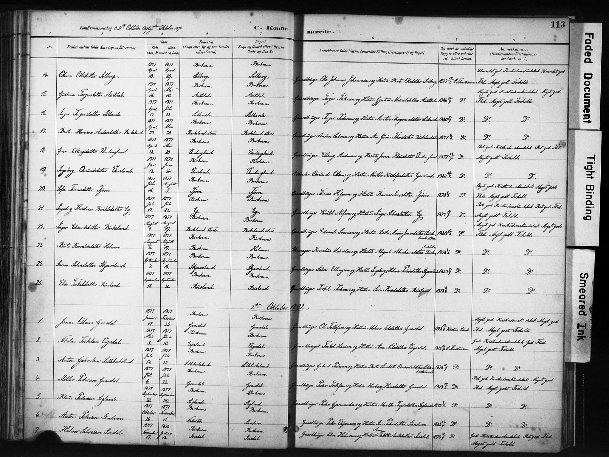 Helleland sokneprestkontor, SAST/A-101810: Ministerialbok nr. A 9, 1887-1908, s. 113