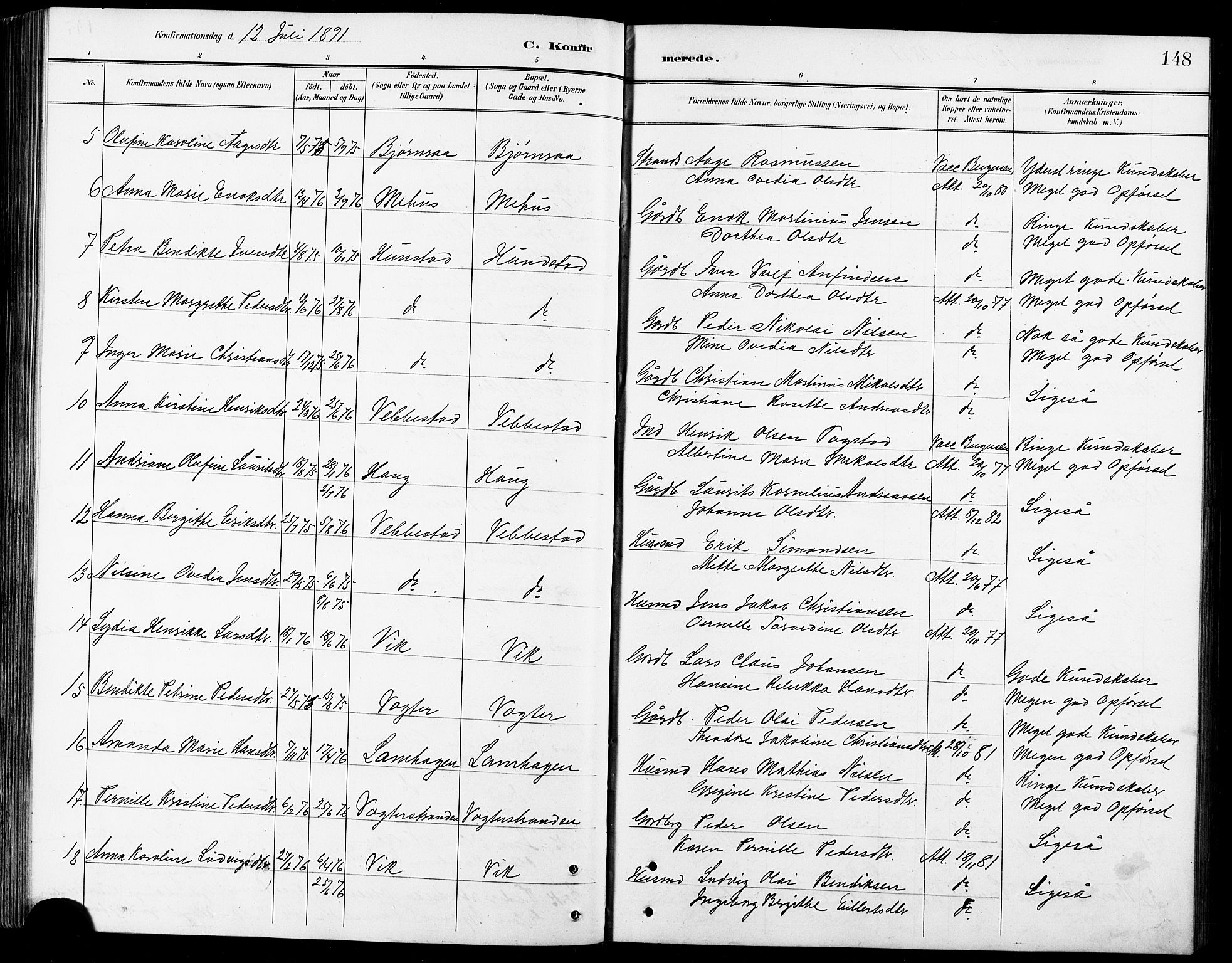 Kvæfjord sokneprestkontor, AV/SATØ-S-1323/G/Ga/Gab/L0005klokker: Klokkerbok nr. 5, 1886-1911, s. 148