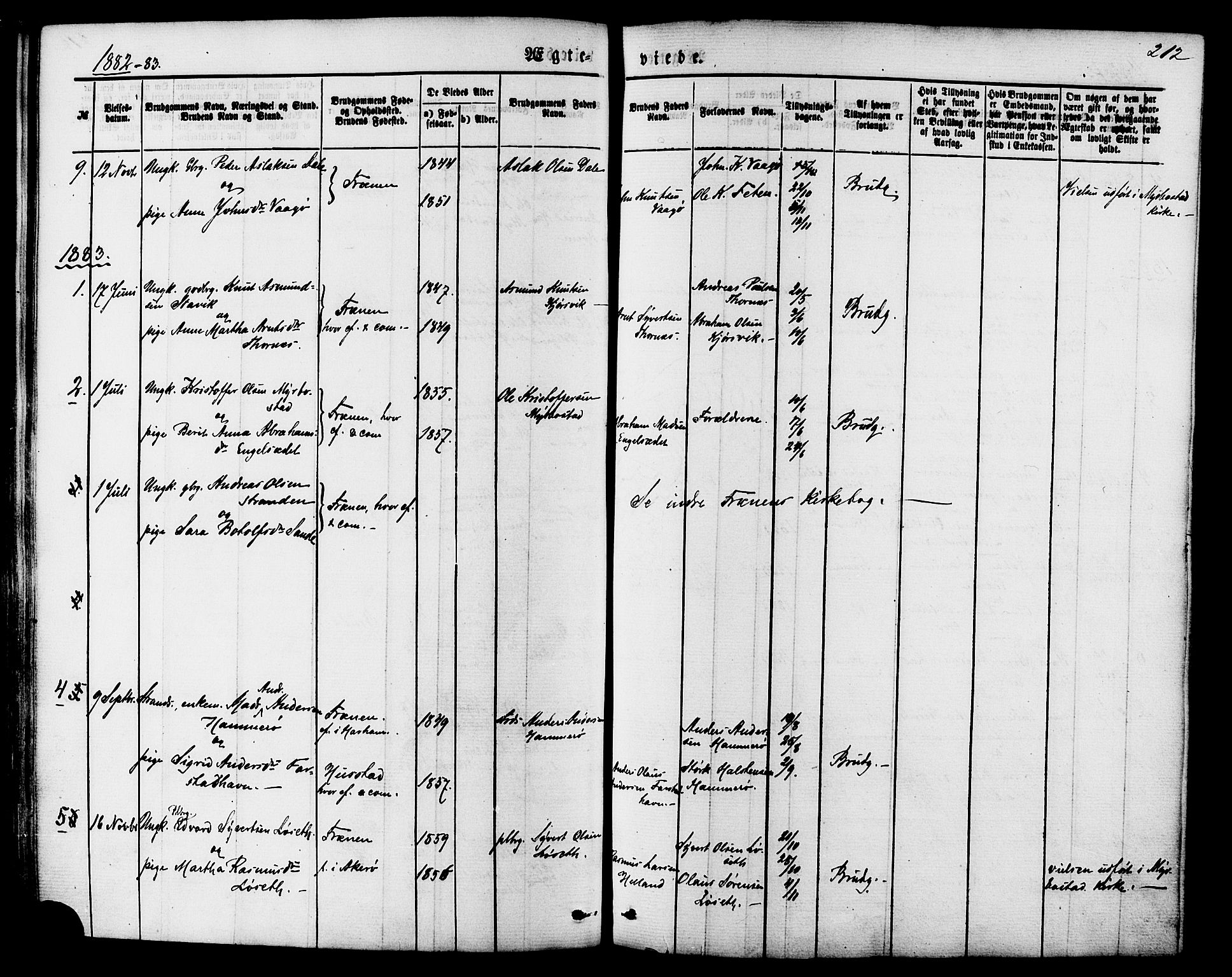 Ministerialprotokoller, klokkerbøker og fødselsregistre - Møre og Romsdal, AV/SAT-A-1454/565/L0749: Ministerialbok nr. 565A03, 1871-1886, s. 212