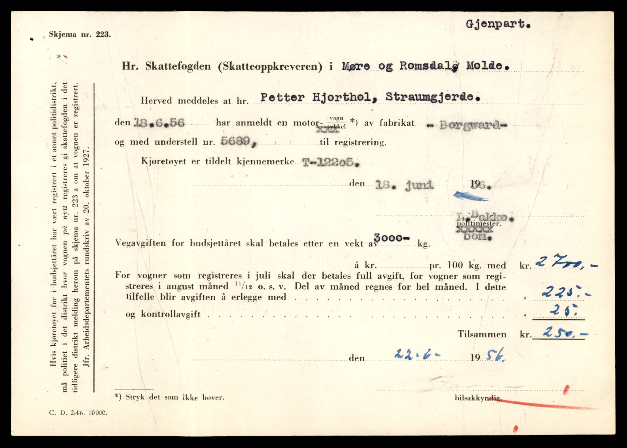 Møre og Romsdal vegkontor - Ålesund trafikkstasjon, AV/SAT-A-4099/F/Fe/L0033: Registreringskort for kjøretøy T 12151 - T 12474, 1927-1998, s. 1411