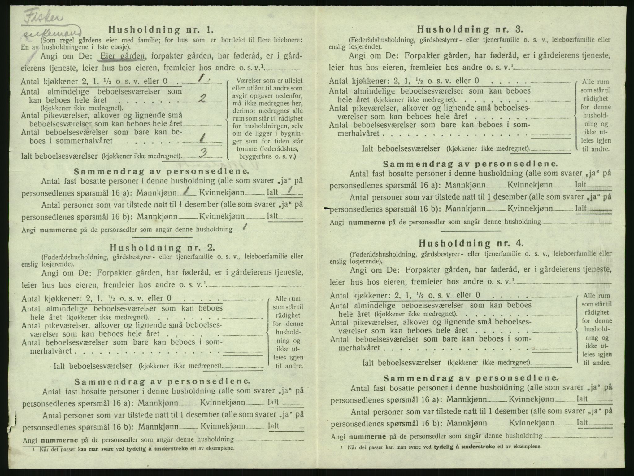 SAK, Folketelling 1920 for 0926 Vestre Moland herred, 1920, s. 1014