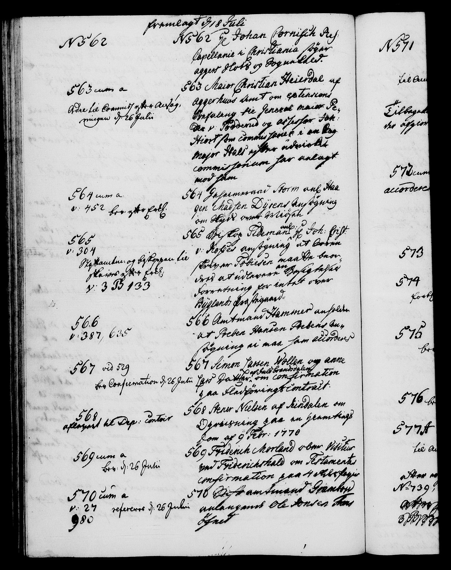 Danske Kanselli 1572-1799, RA/EA-3023/I/Ia/L0001: 3. departements journal, 1771