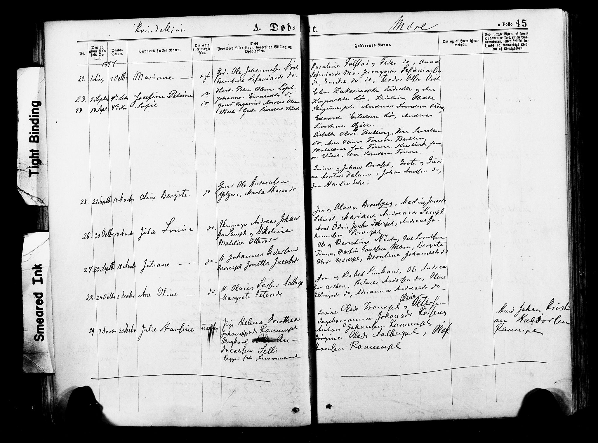 Ministerialprotokoller, klokkerbøker og fødselsregistre - Nord-Trøndelag, SAT/A-1458/735/L0348: Ministerialbok nr. 735A09 /1, 1873-1883, s. 45