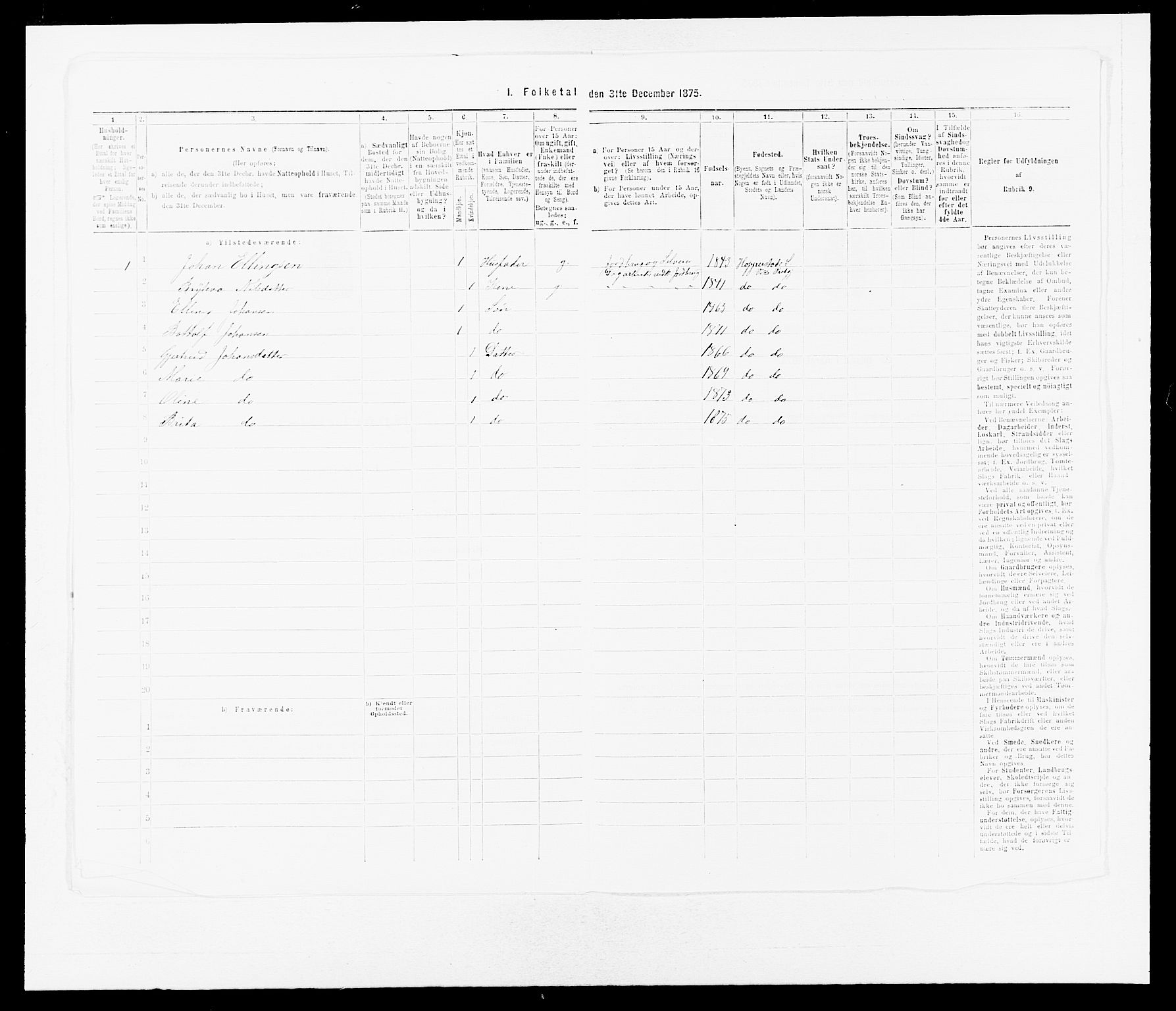 SAB, Folketelling 1875 for 1417P Vik prestegjeld, 1875, s. 808