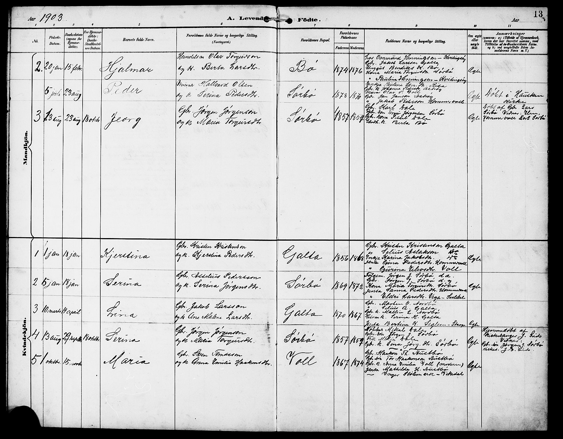 Rennesøy sokneprestkontor, AV/SAST-A -101827/H/Ha/Hab/L0012: Klokkerbok nr. B 11, 1894-1924, s. 13