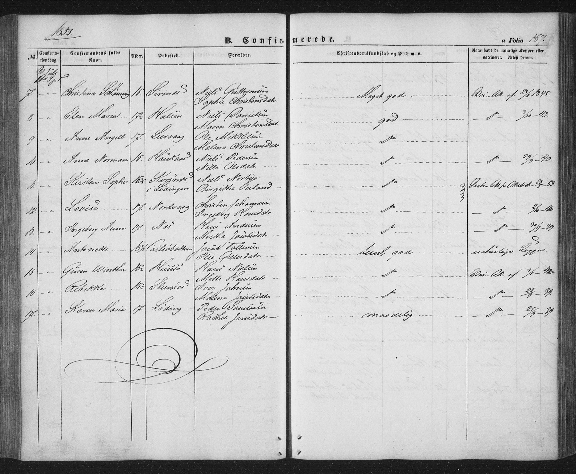 Ministerialprotokoller, klokkerbøker og fødselsregistre - Nordland, AV/SAT-A-1459/859/L0844: Ministerialbok nr. 859A04, 1849-1862, s. 167