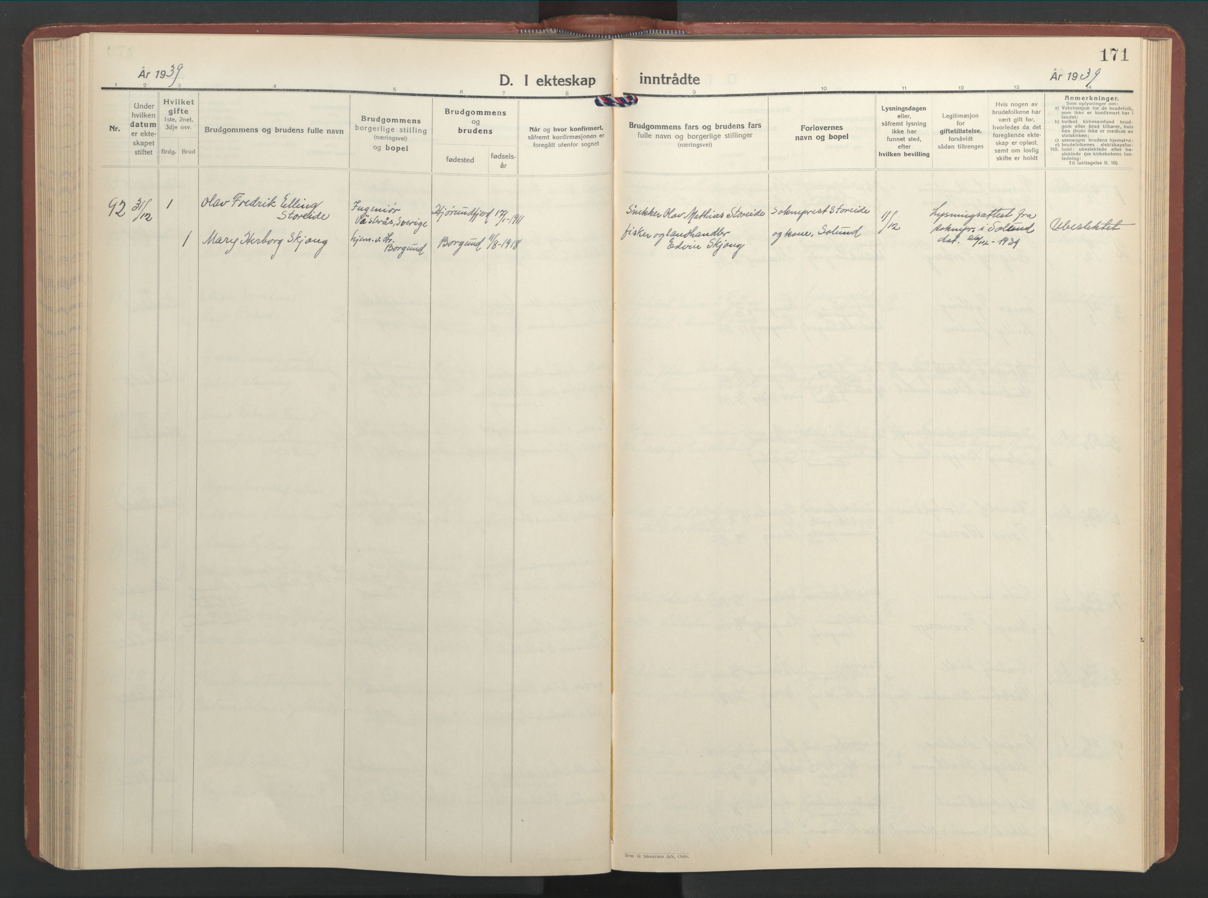 Ministerialprotokoller, klokkerbøker og fødselsregistre - Møre og Romsdal, SAT/A-1454/528/L0437: Klokkerbok nr. 528C18, 1939-1948, s. 171