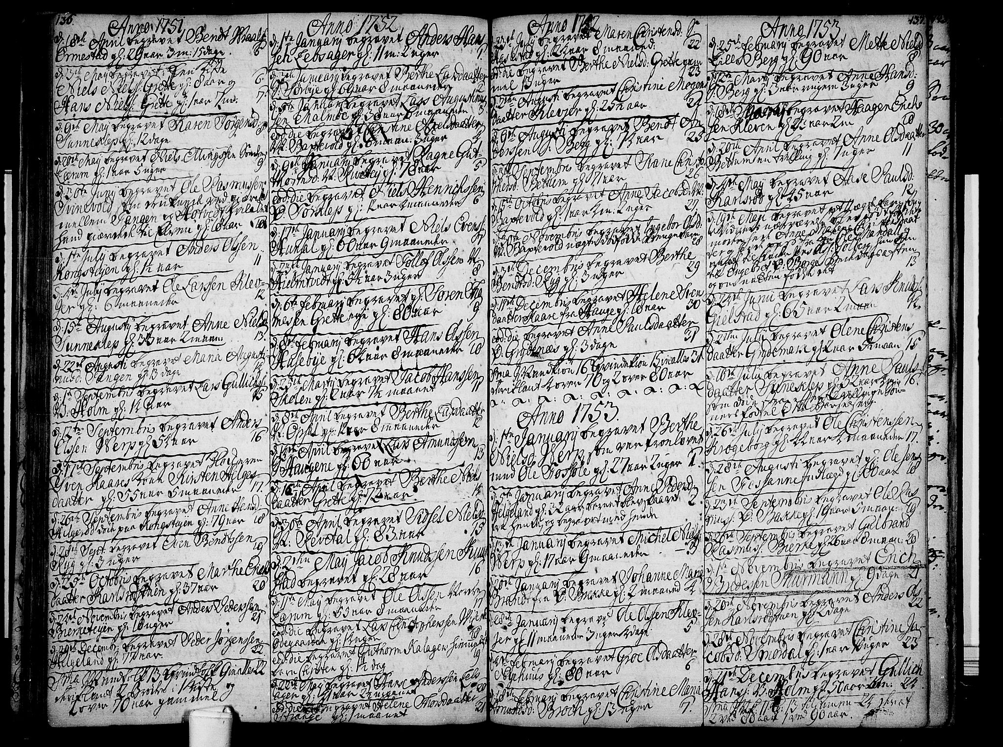 Våle kirkebøker, SAKO/A-334/F/Fa/L0003: Ministerialbok nr. I 3, 1732-1773, s. 136-137